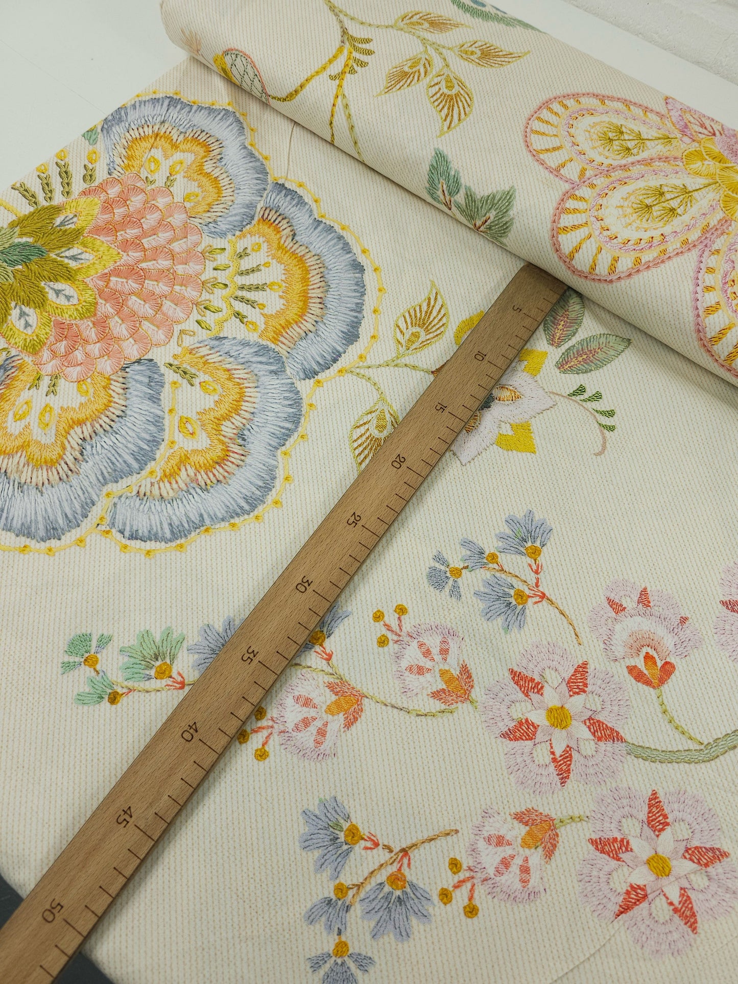 Beige Crochet Look Floral 100% Cotton 106" *EXTRA WIDE*