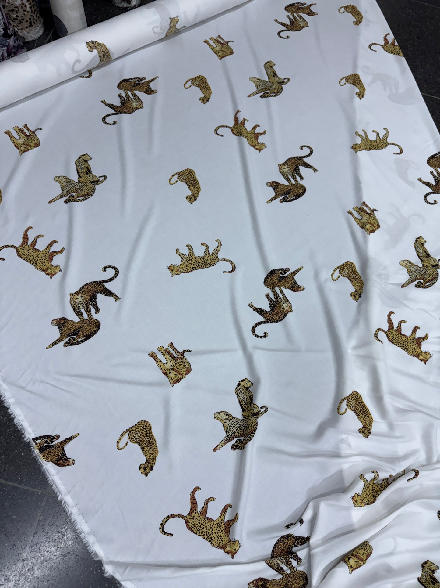 White Leopard Viscose Challis