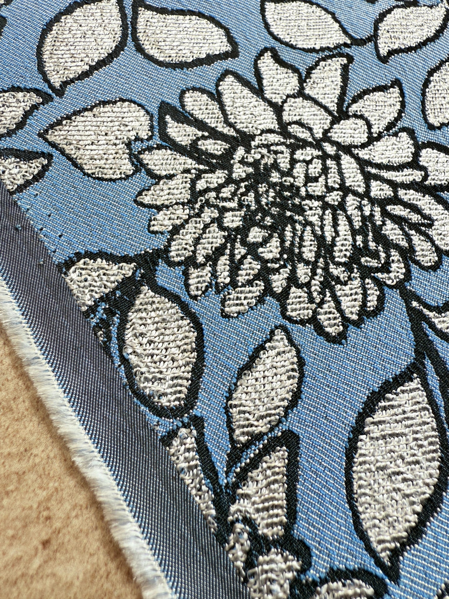 Powder Blue/Silver Floral Jacquard
