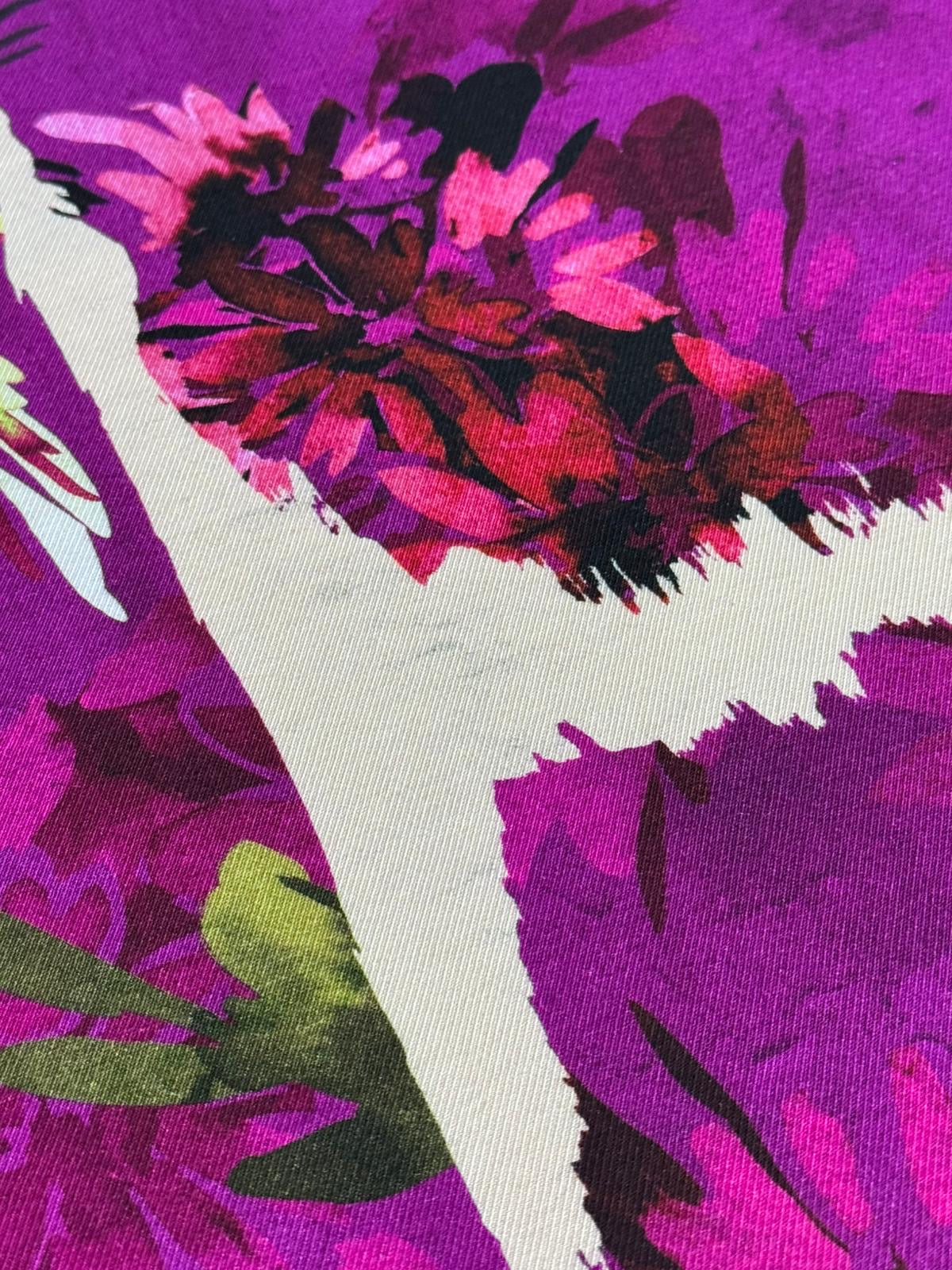 Magenta Purple Floral Block Viscose Twill *DEFECT*