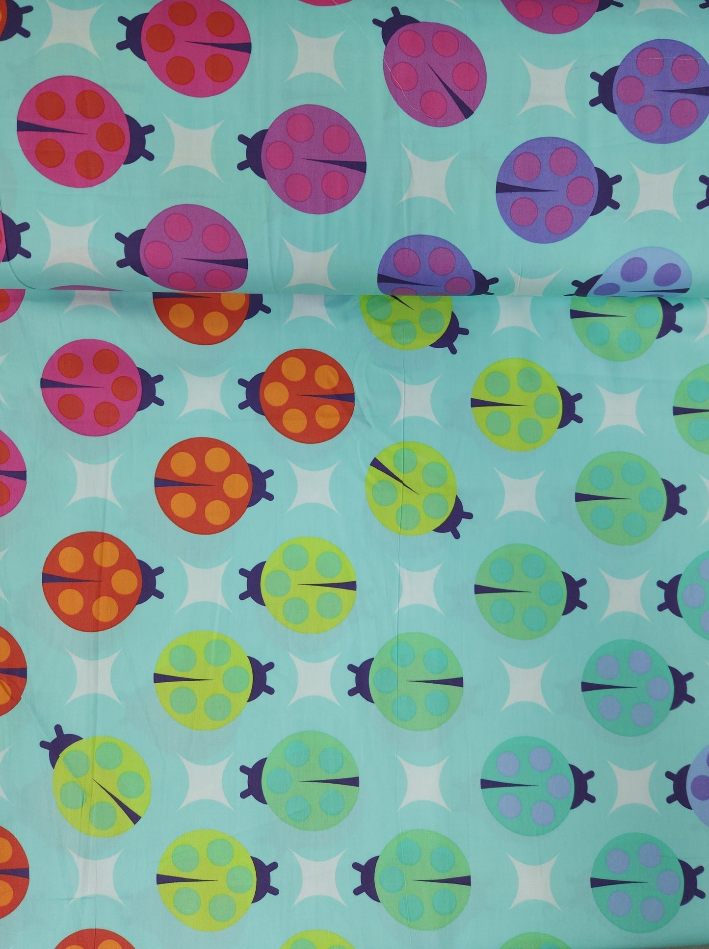 Blue Tiny Beasts Ladybug Cotton Sateen - Tula Pink
