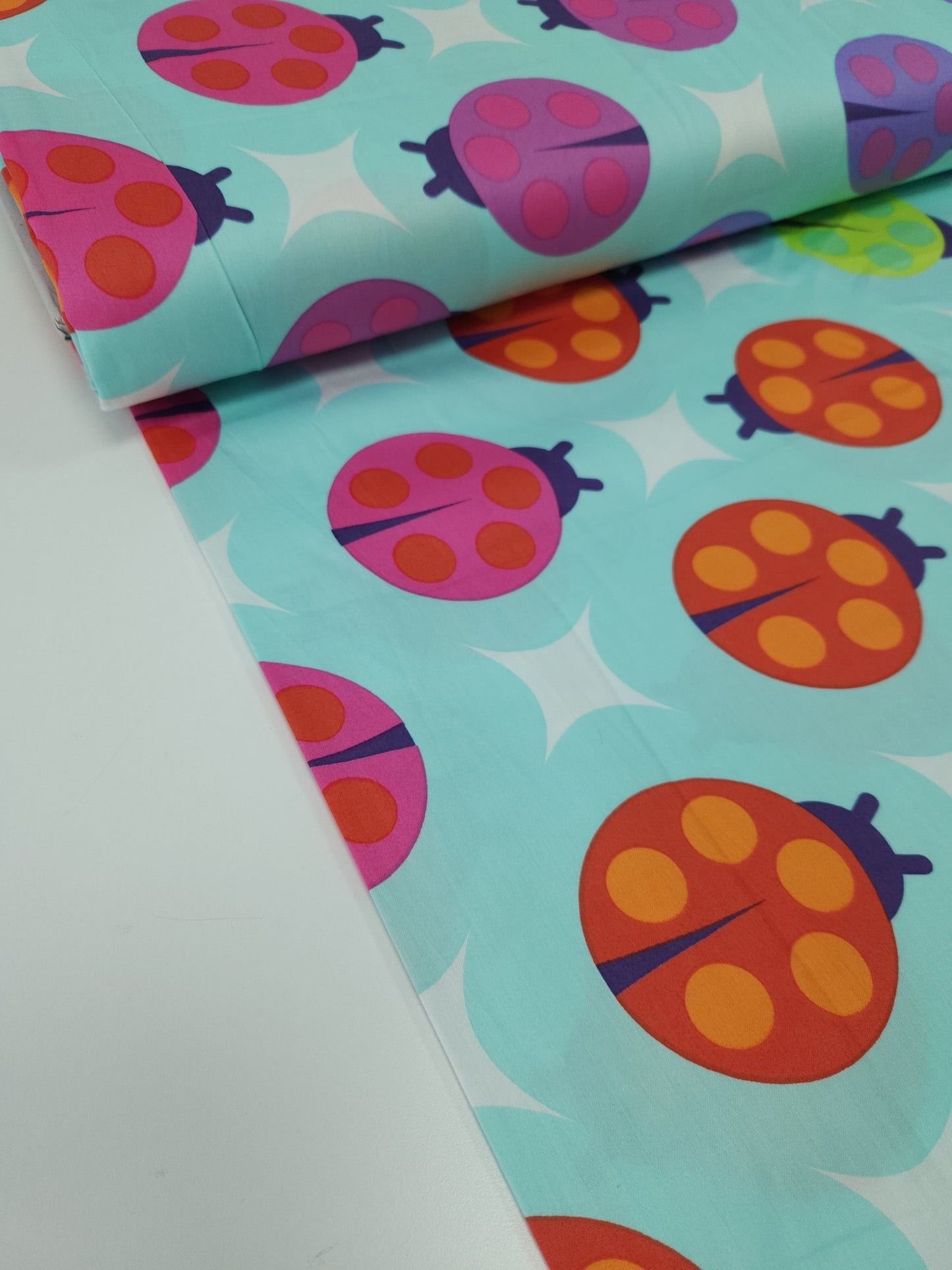 Blue Tiny Beasts Ladybug Cotton Sateen - Tula Pink