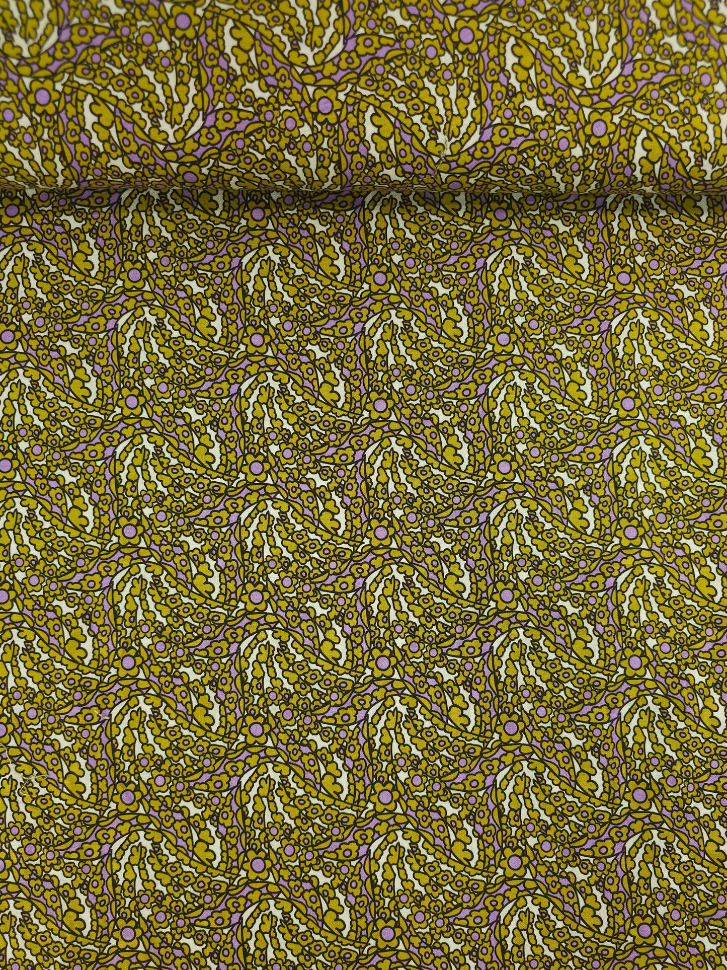 Mustard/Lilac Quirky Floral 100% Cotton 55"