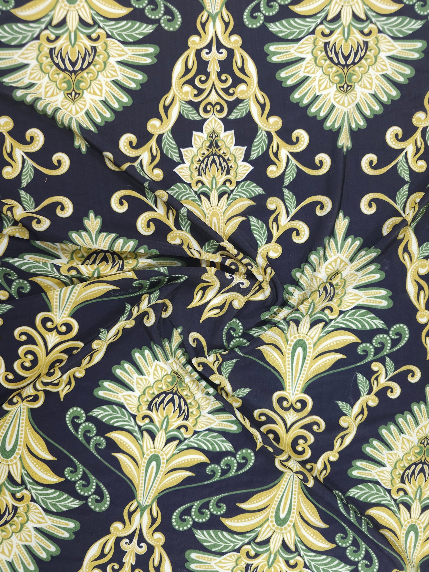 Navy Damask Opulence Slinky Rayon Jersey *FARM RIO*