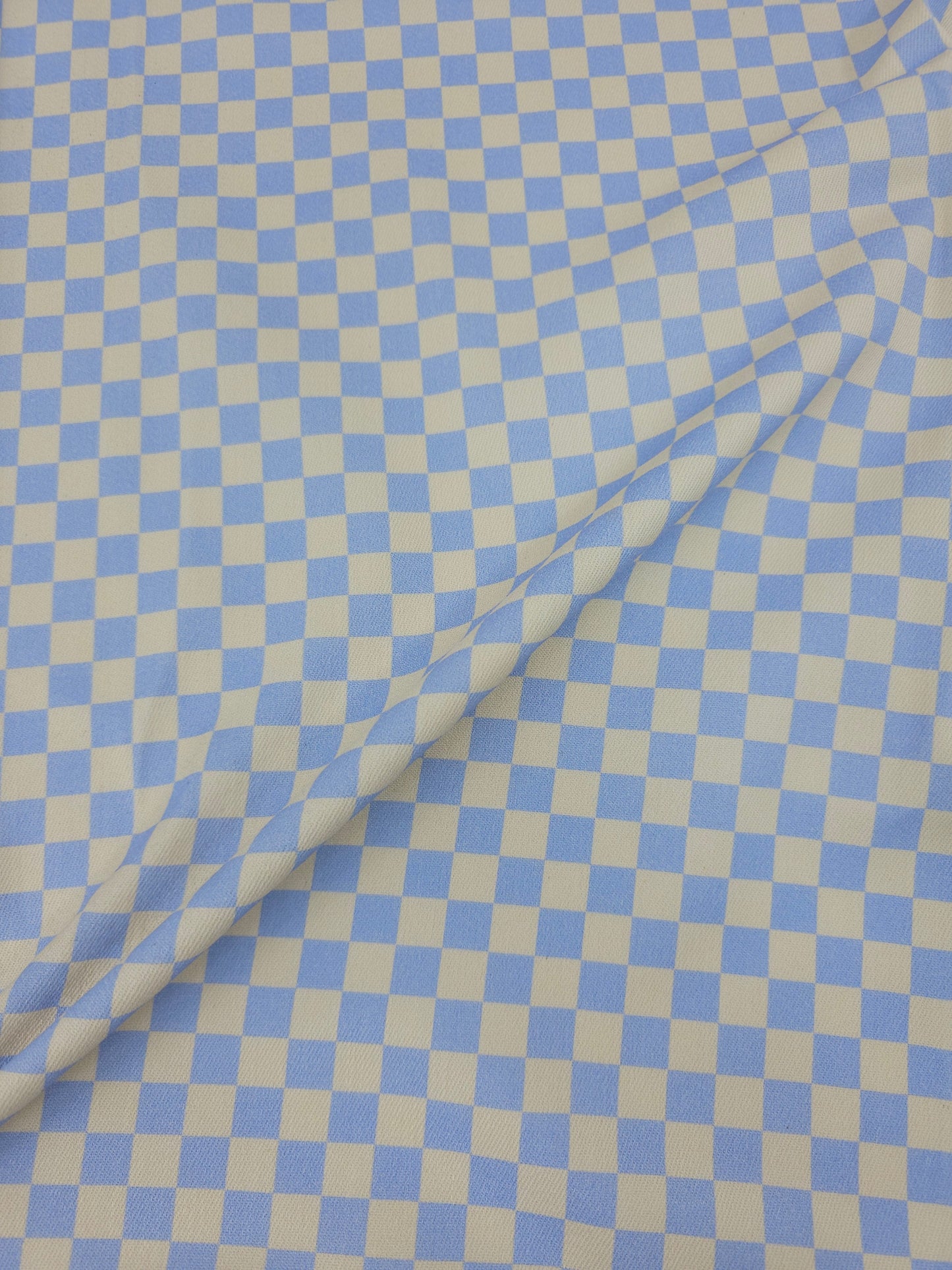Light Blue/Cream Checkerboard Denim
