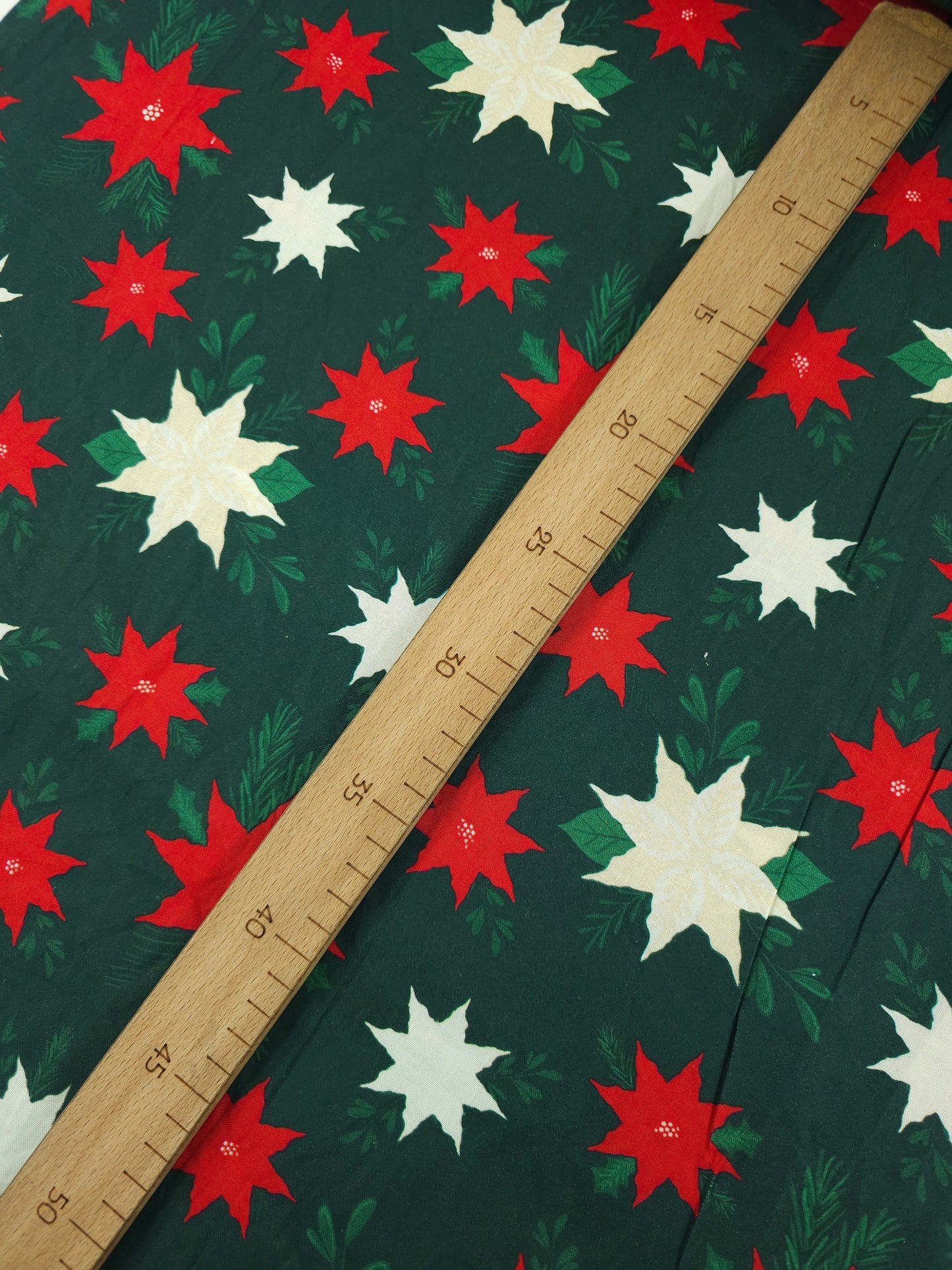 Green/Red Abstract Holly 100% Cotton