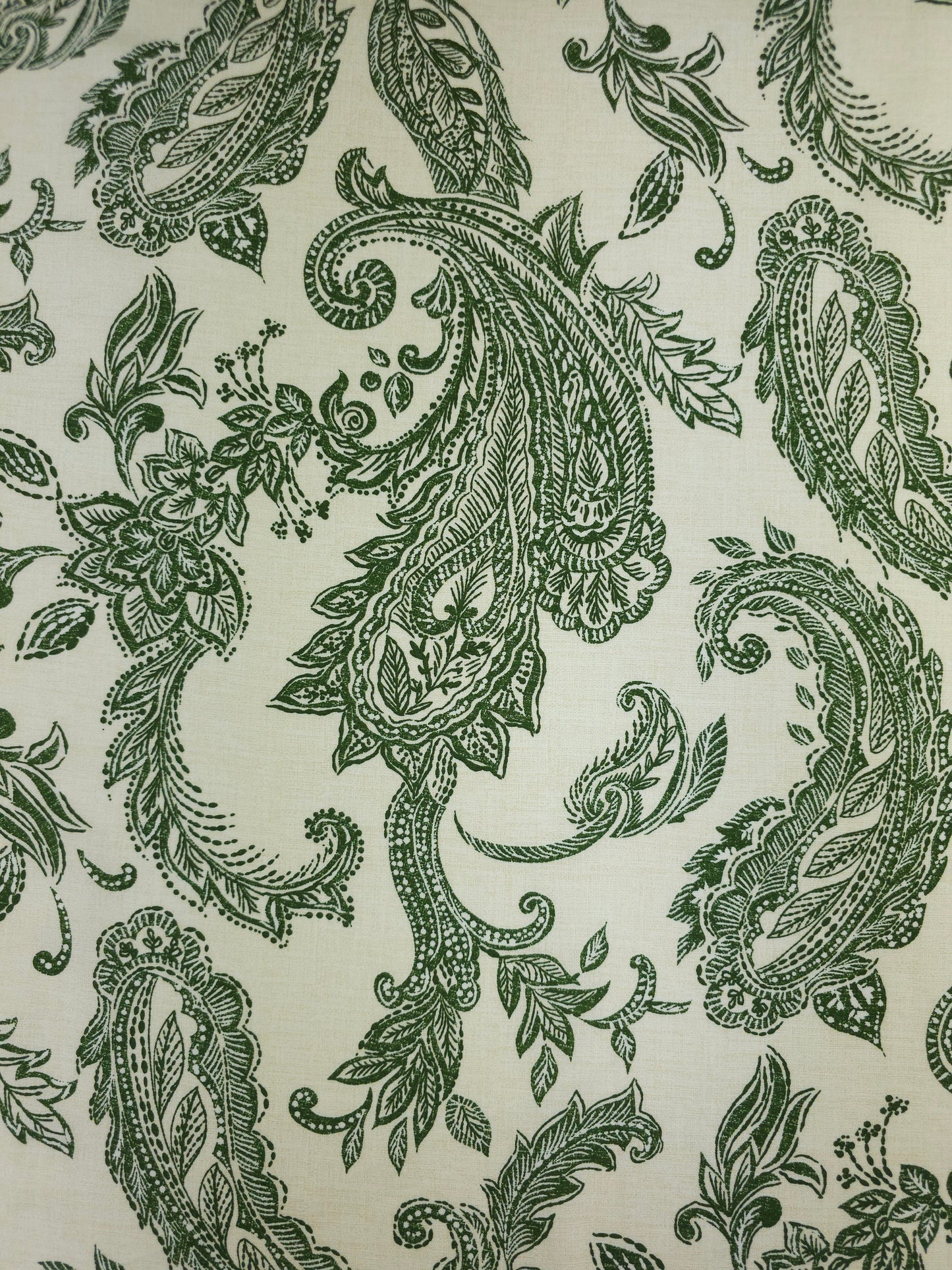 Cream/Green Paisley Linen Viscose