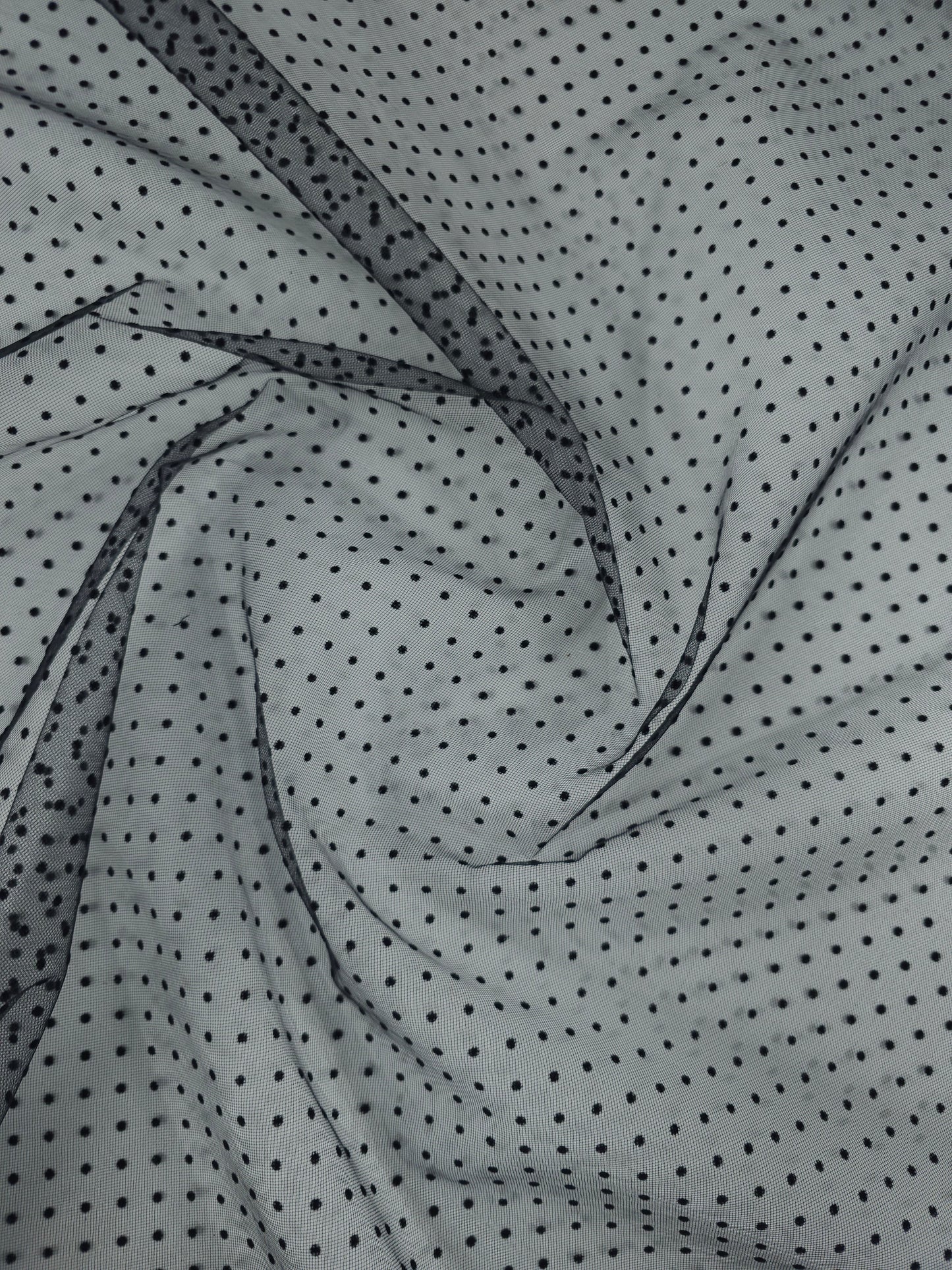Black Mini Velvet Polka Net