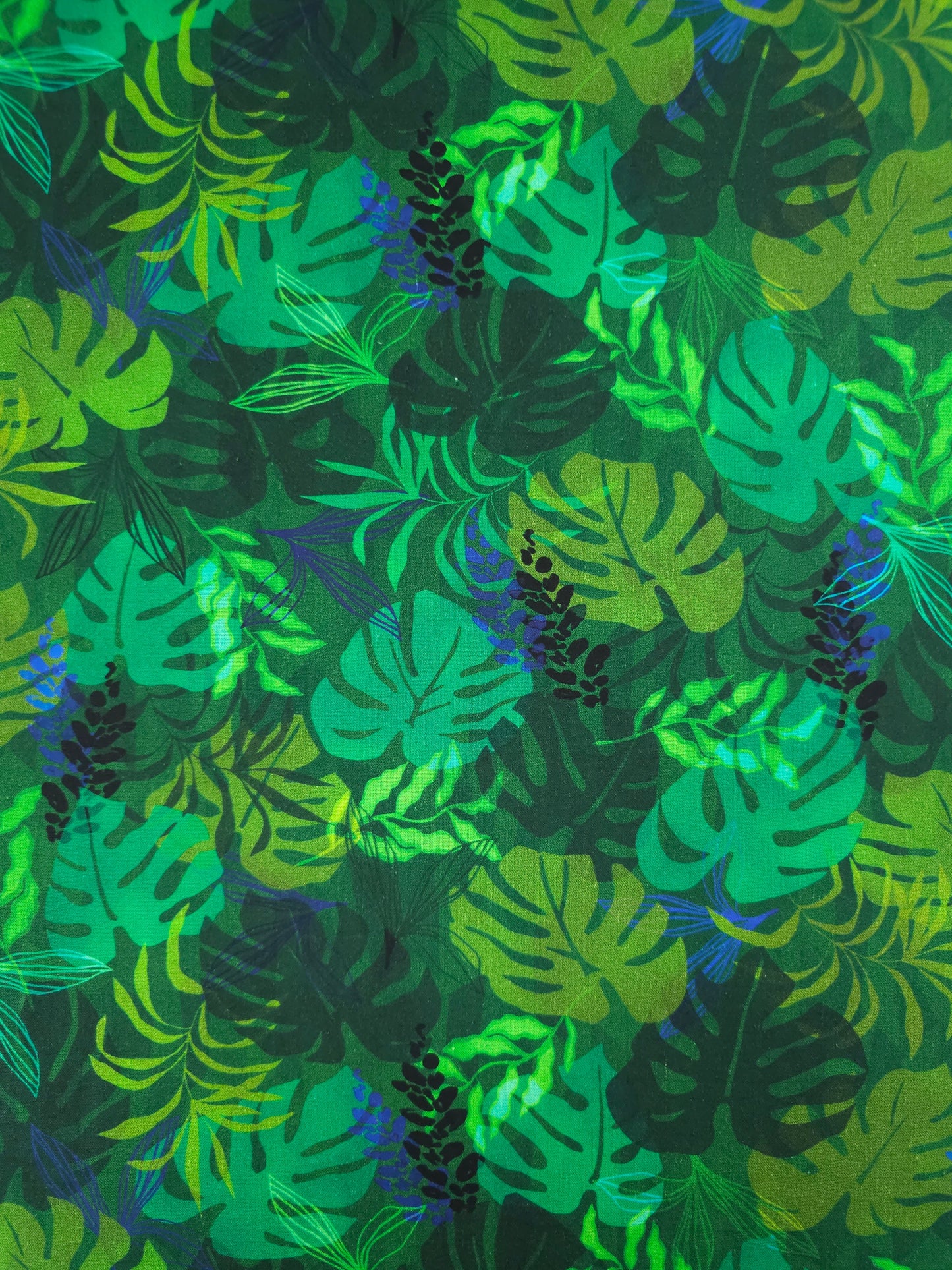 Midnight Jungle Palm Leaf 100% Cotton - Robert Kaufman 104" *EXTRA WIDE*