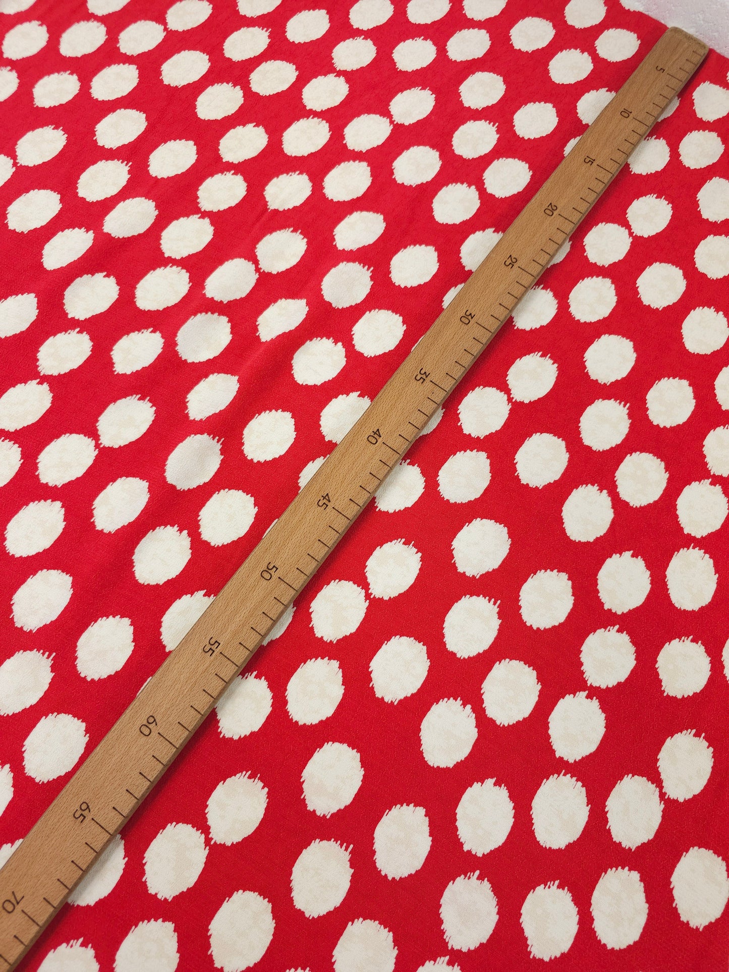 Red Big Polka Spot Viscose Crepe