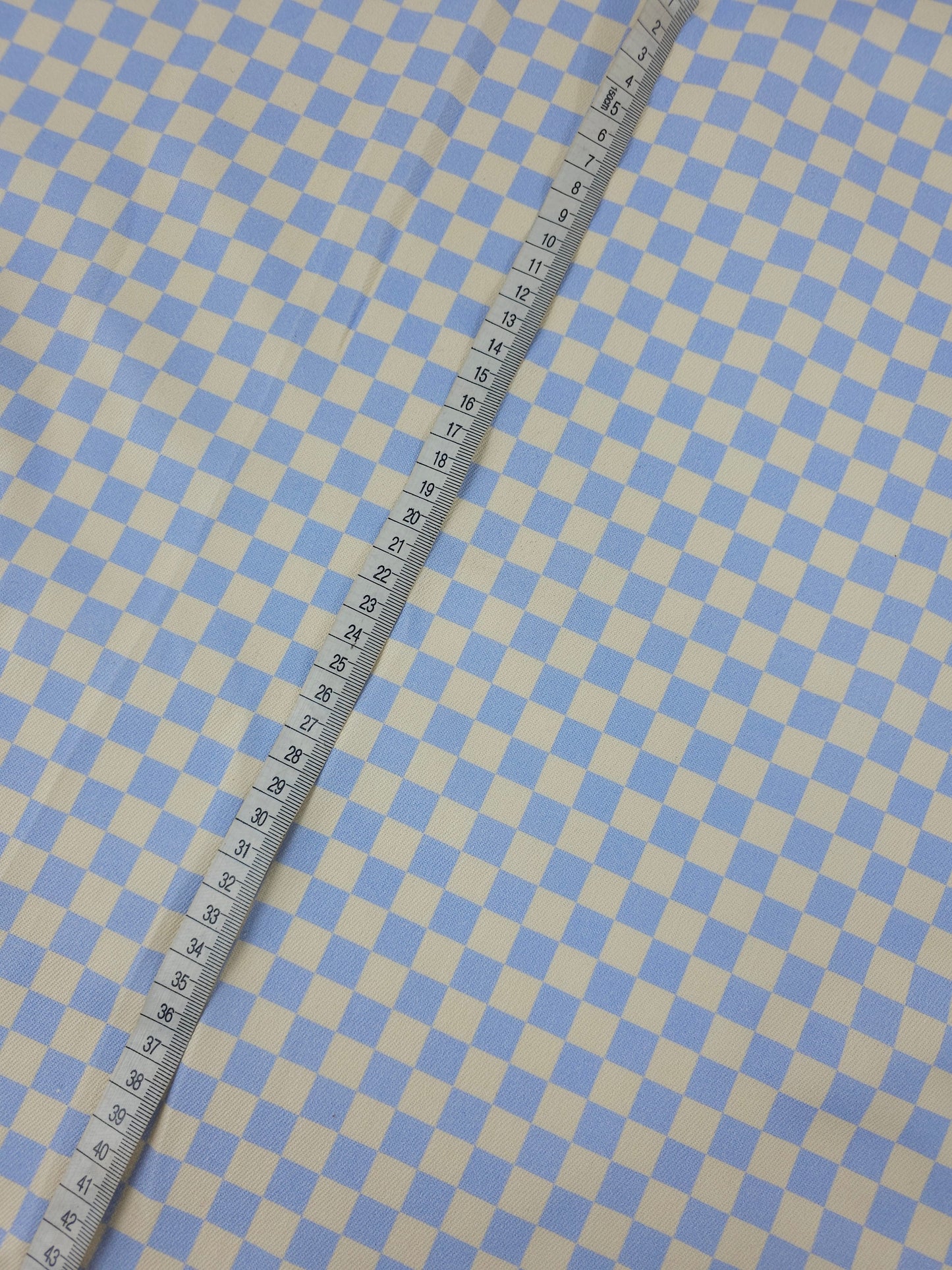 Light Blue/Cream Checkerboard Denim