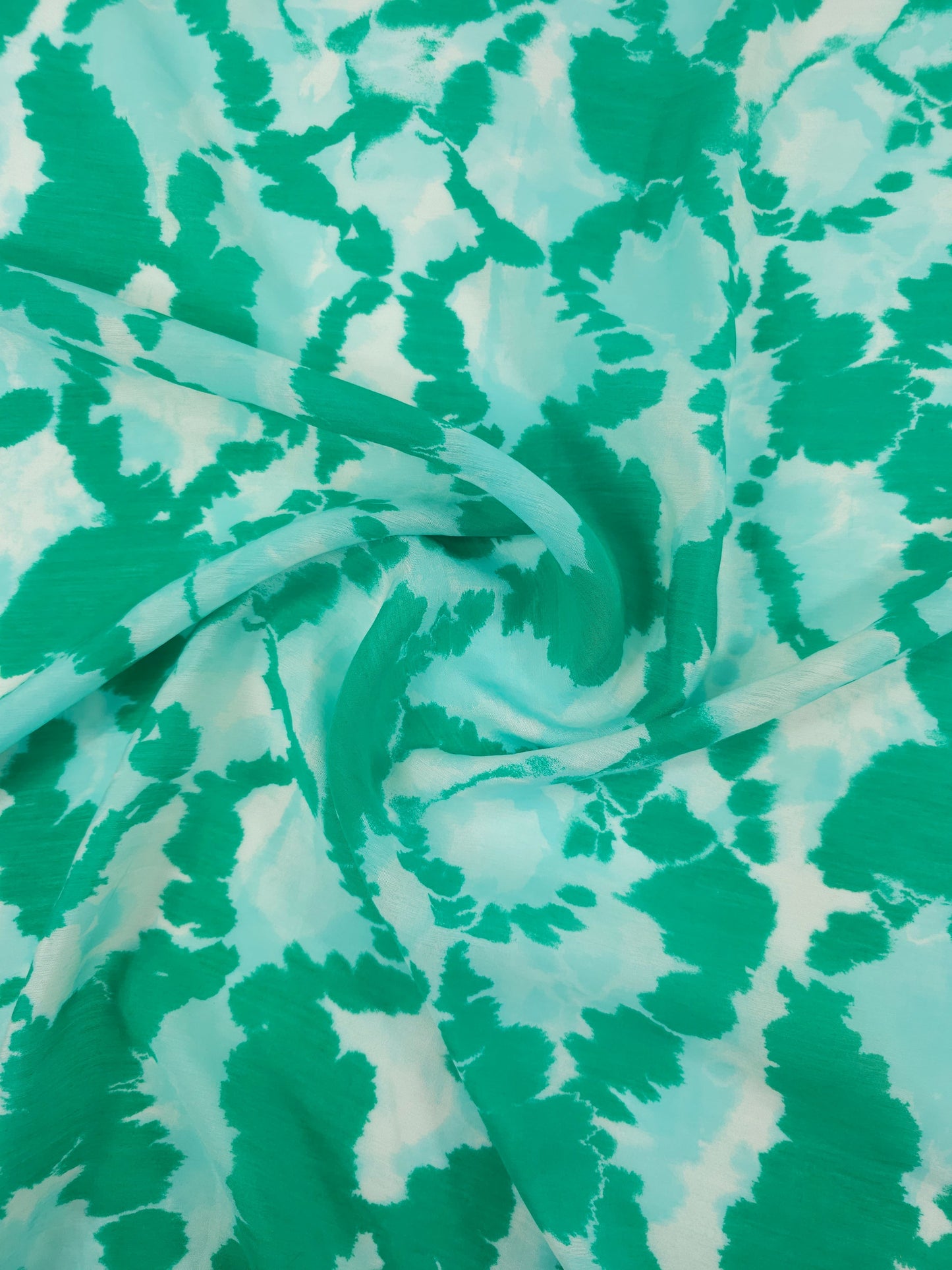 Green/Blue Smoke Splodge Viscose Voile