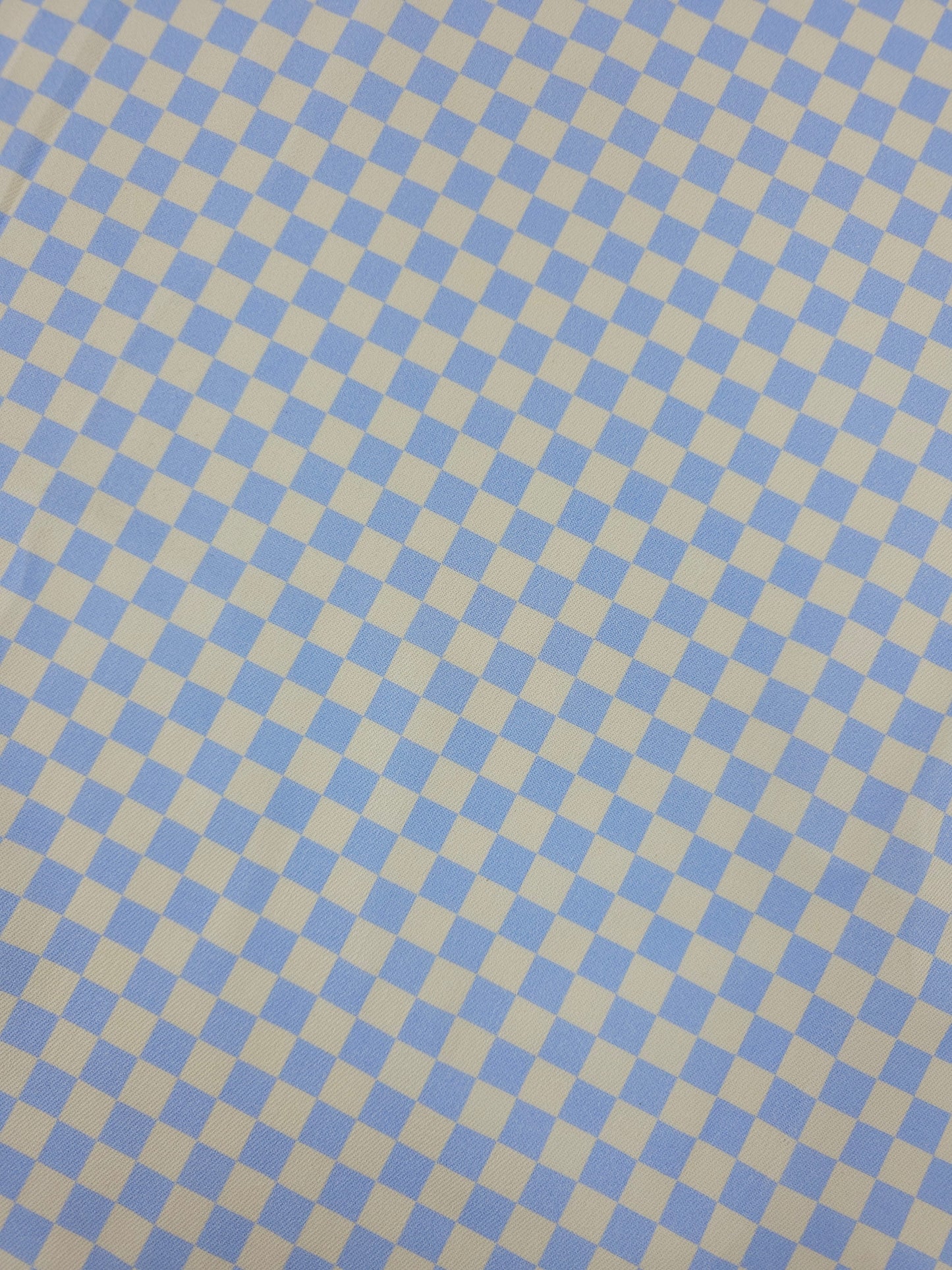 Light Blue/Cream Checkerboard Denim