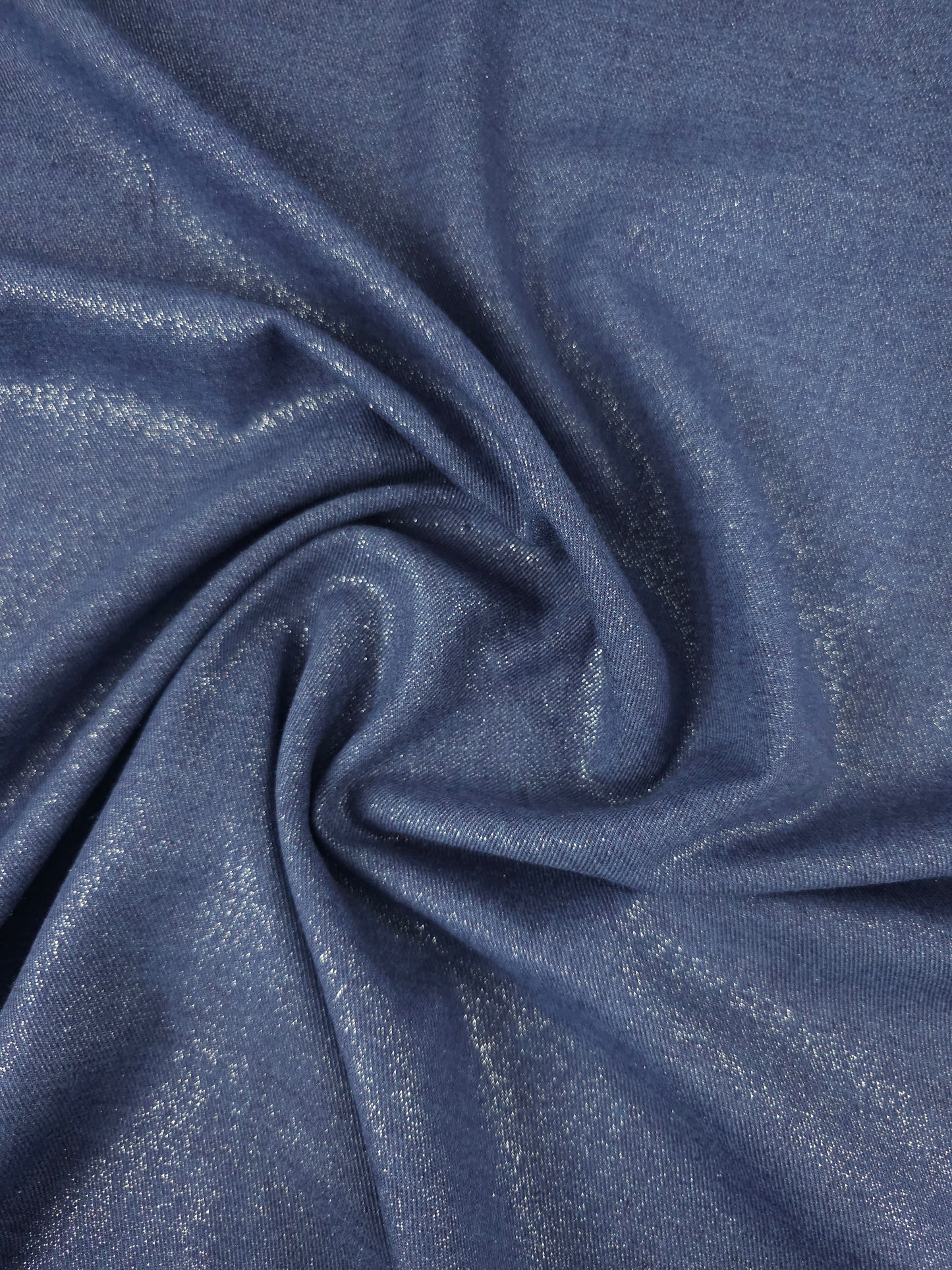 Midnight Blue Shimmer Cotton Linen Denim