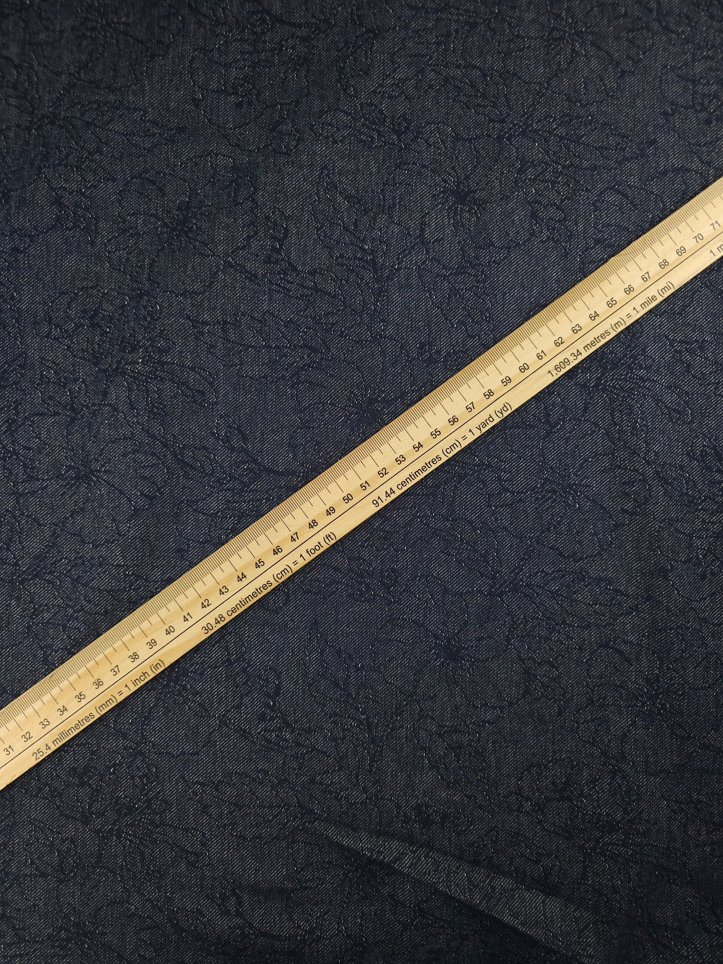 Midnight Blue Floral Jacquard Dressmaking Denim