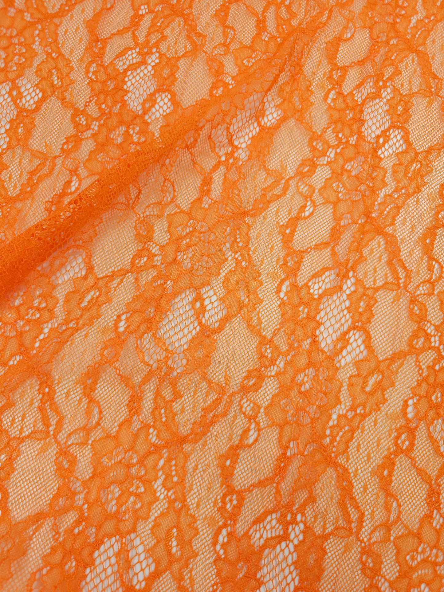 Orange Abstract Floral Mesh Lace