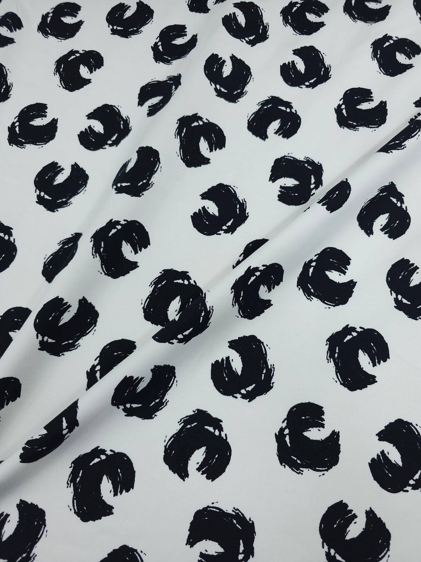 Black/White Abstract Curl Cotton Sateen Stretch