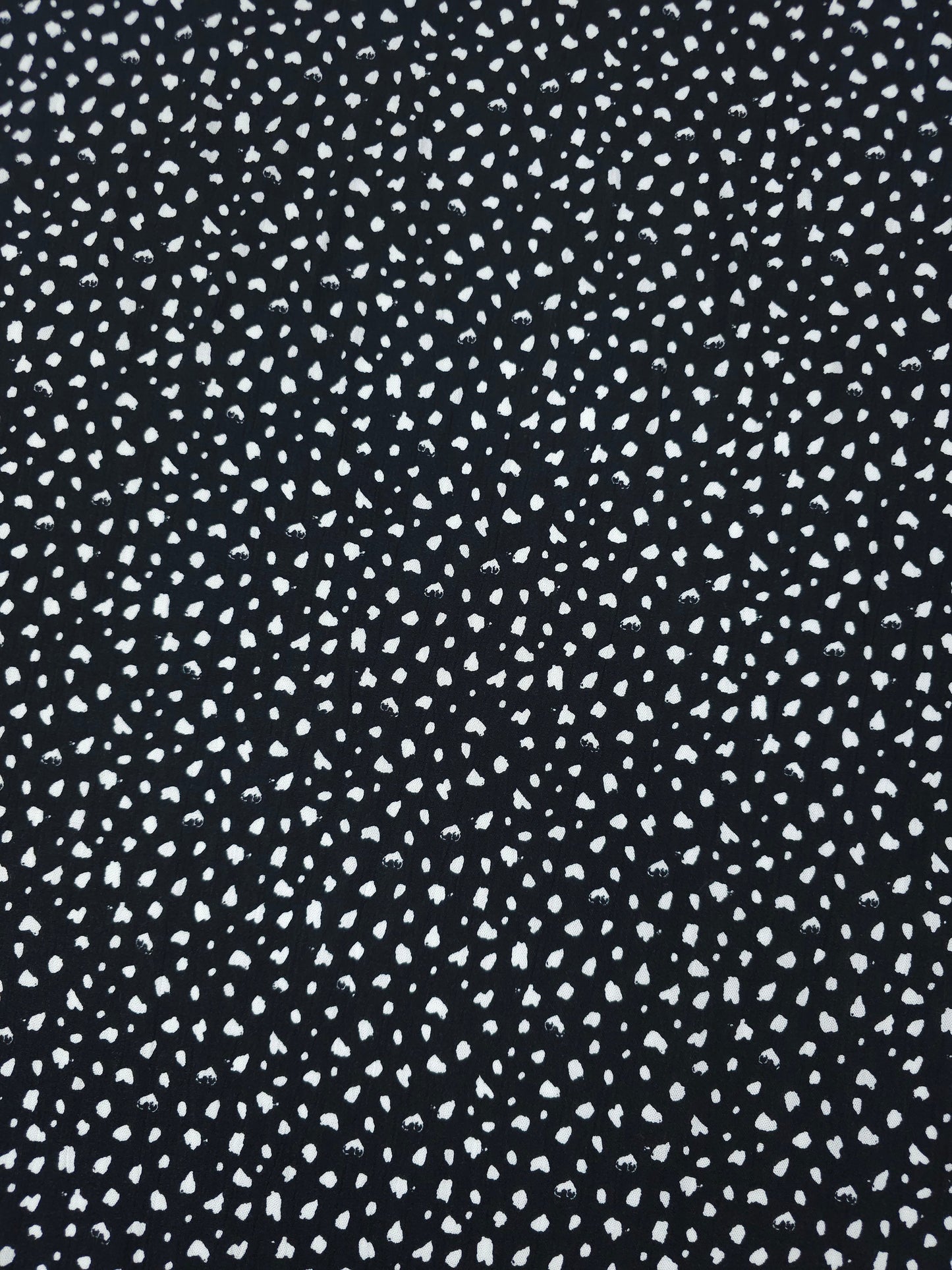 Black/White Irregular Speckle Dot Crinkle Viscose