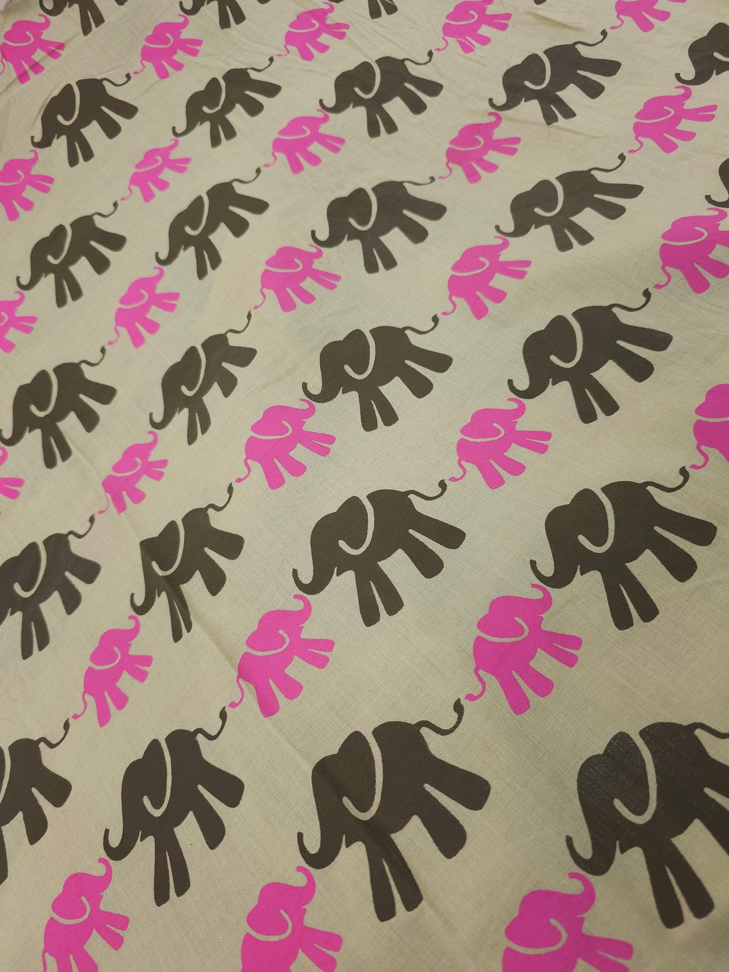 Retro Elephant Block Print Cotton