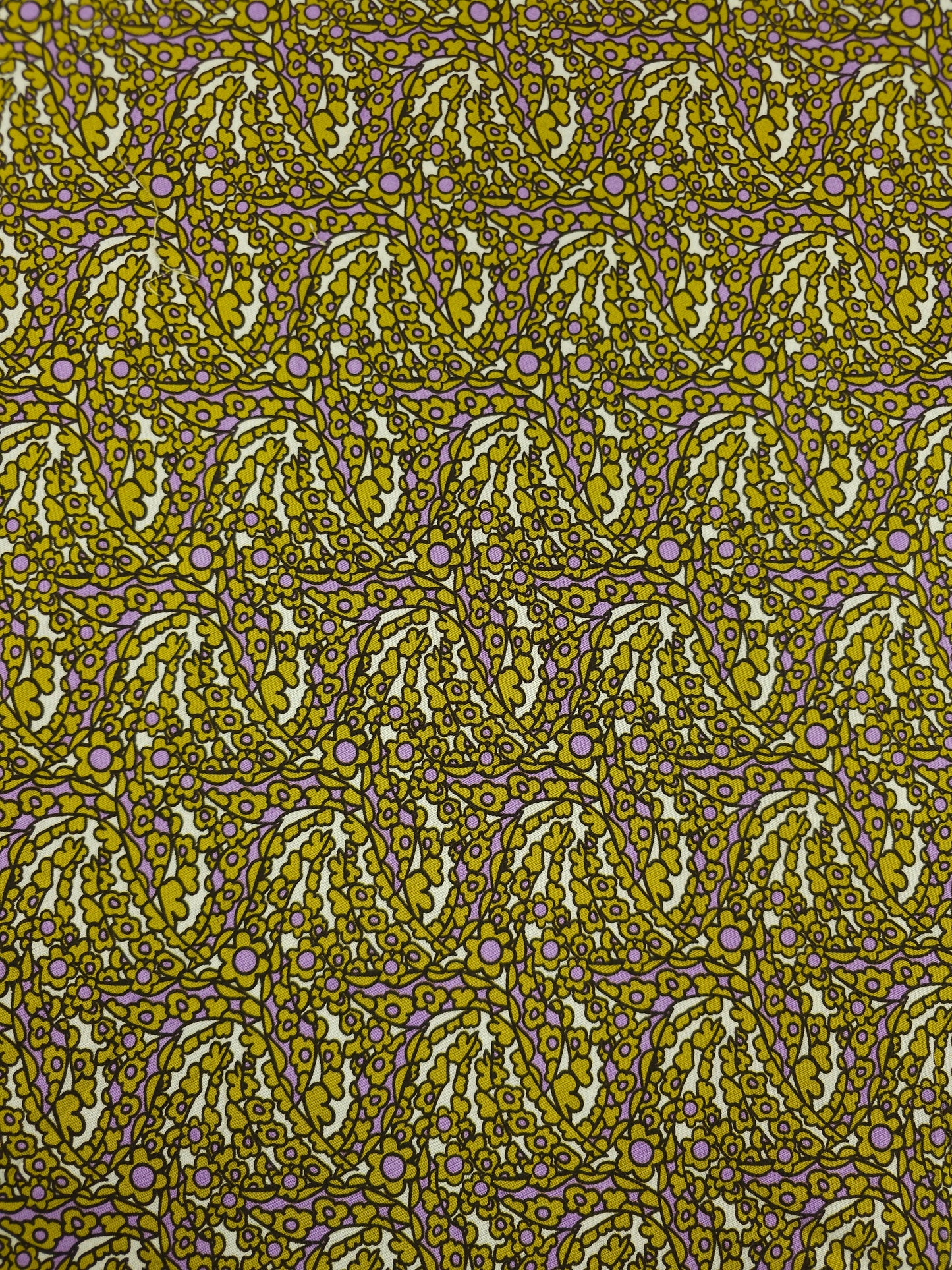 Mustard/Lilac Quirky Floral 100% Cotton 55"