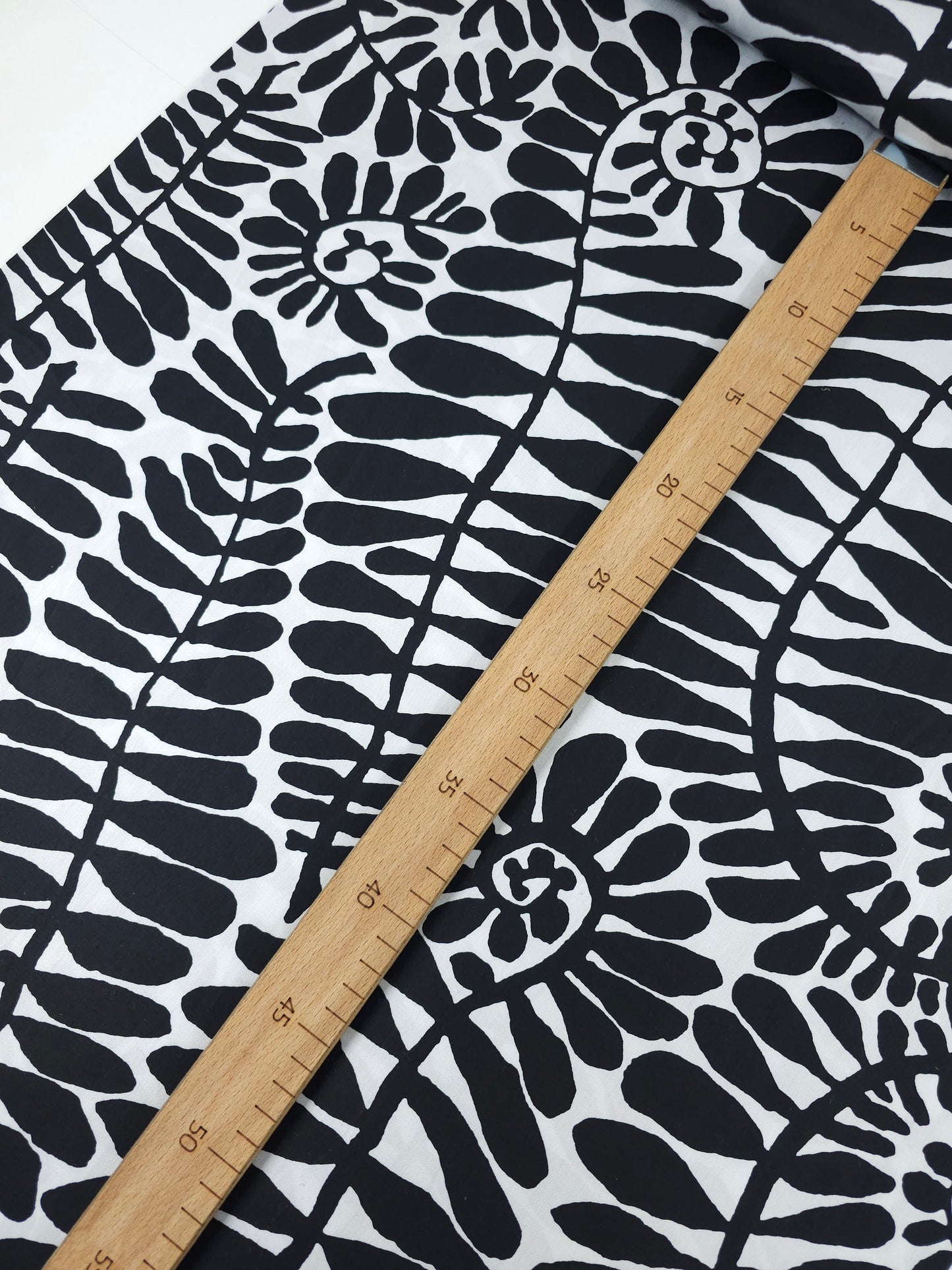 Black/White Palm Vine Cotton Sateen - Kaffe Fassett 106" *EXTRA WIDE*