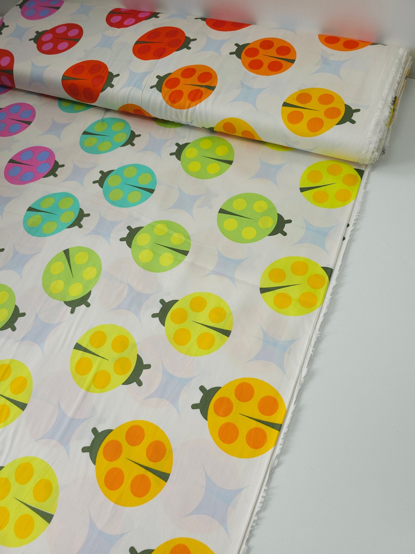 White Tiny Beasts Ladybug Cotton Sateen - Tula Pink