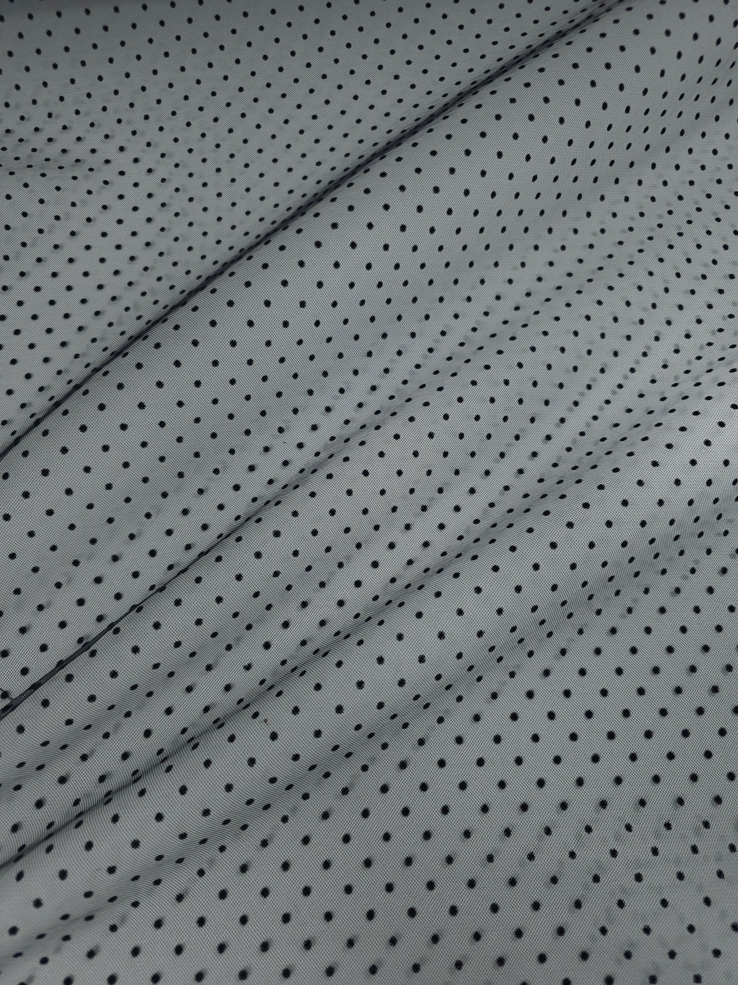 Black Mini Velvet Polka Net