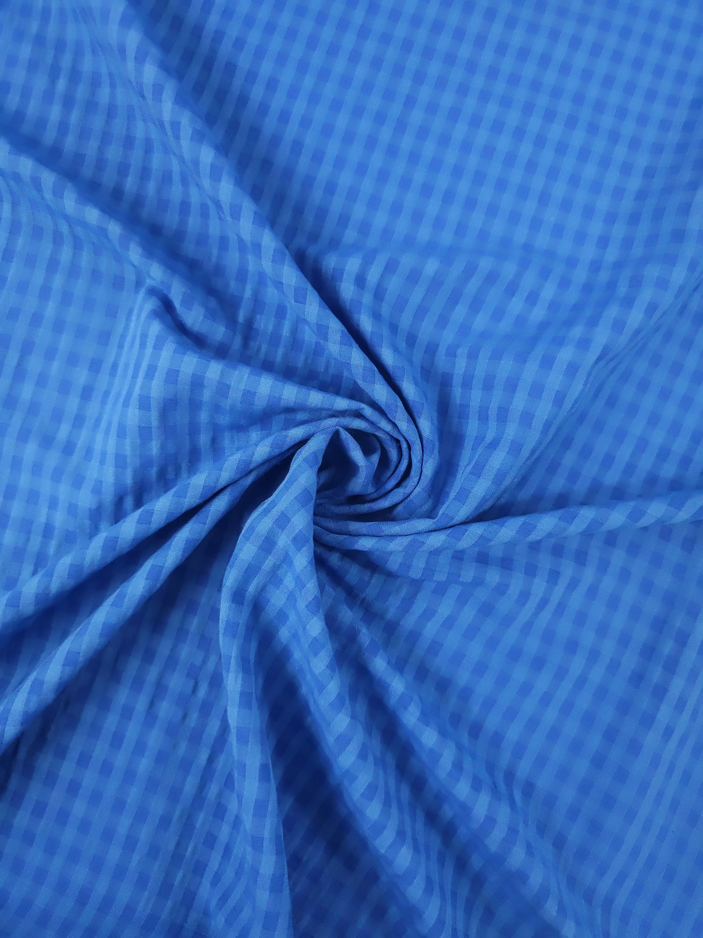 Cobalt Blue Gingham Viscose Cotton