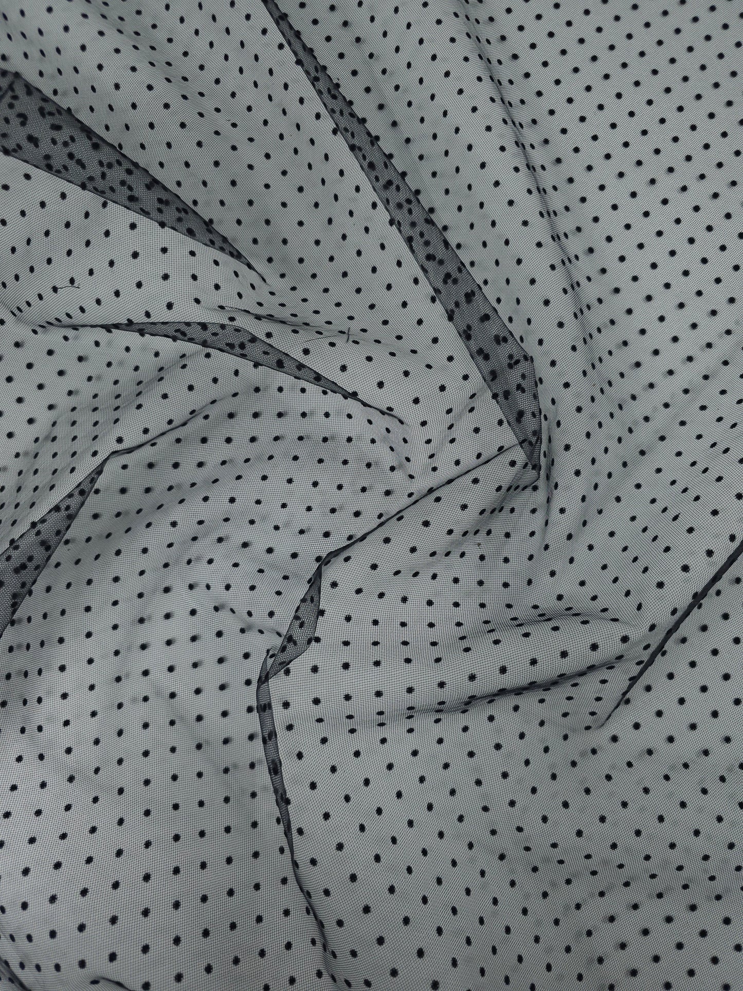 Black Mini Velvet Polka Net