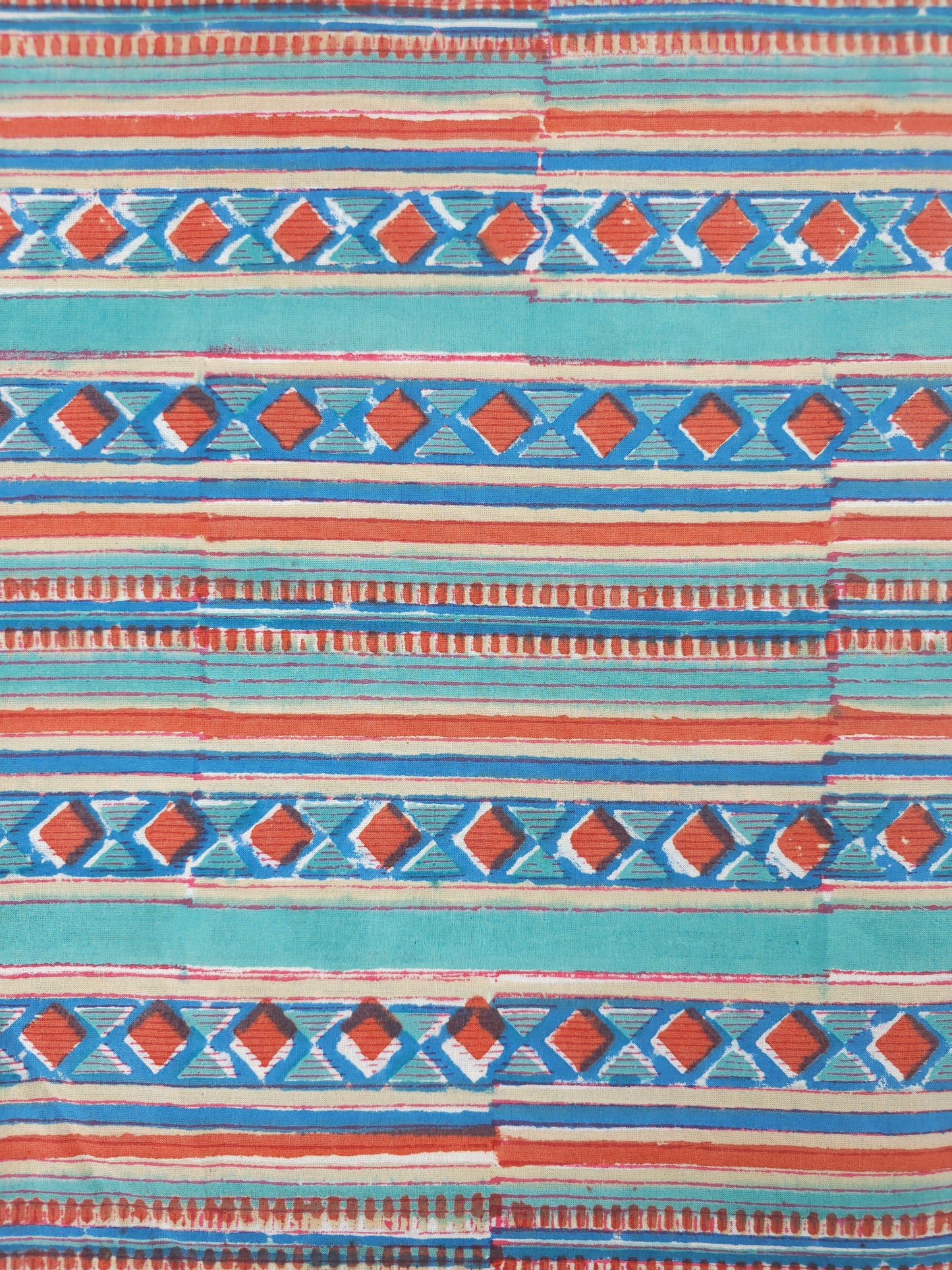 Irregular Abstract Stripe Block Print Cotton