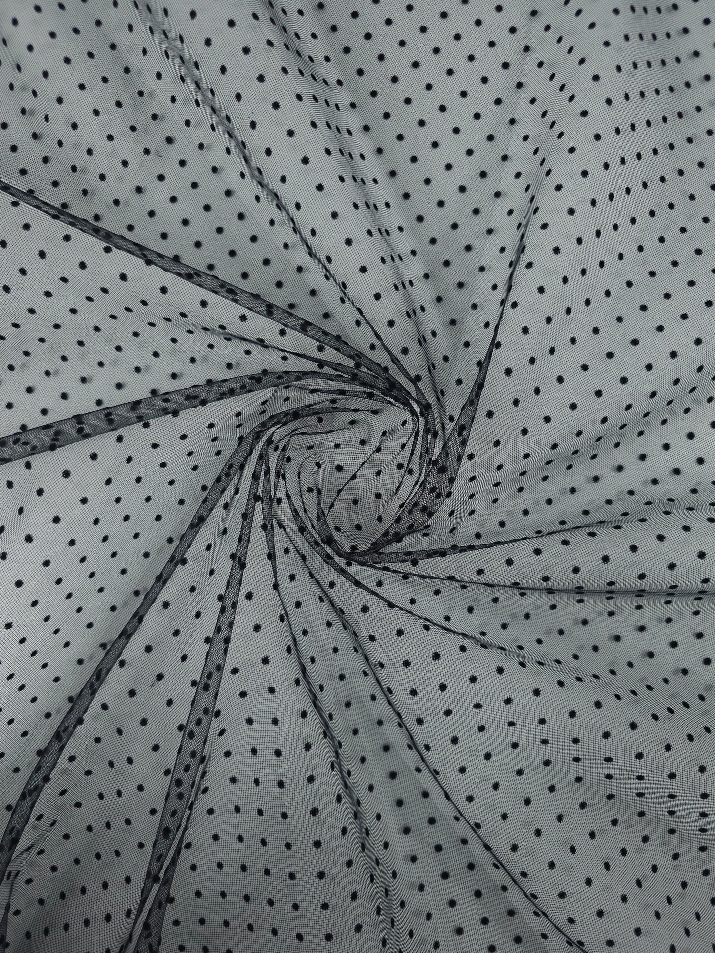 Black Mini Velvet Polka Net