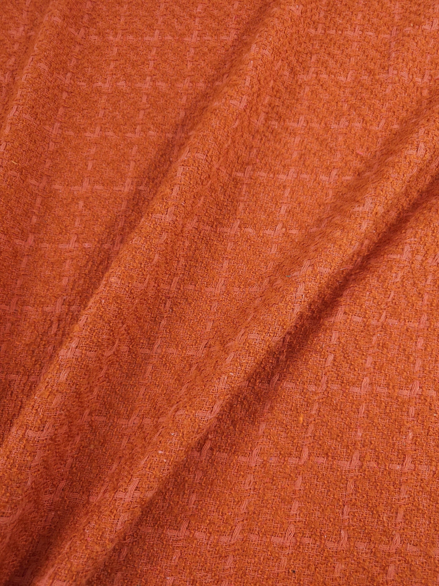 Orange/Coral Square Check Boucle