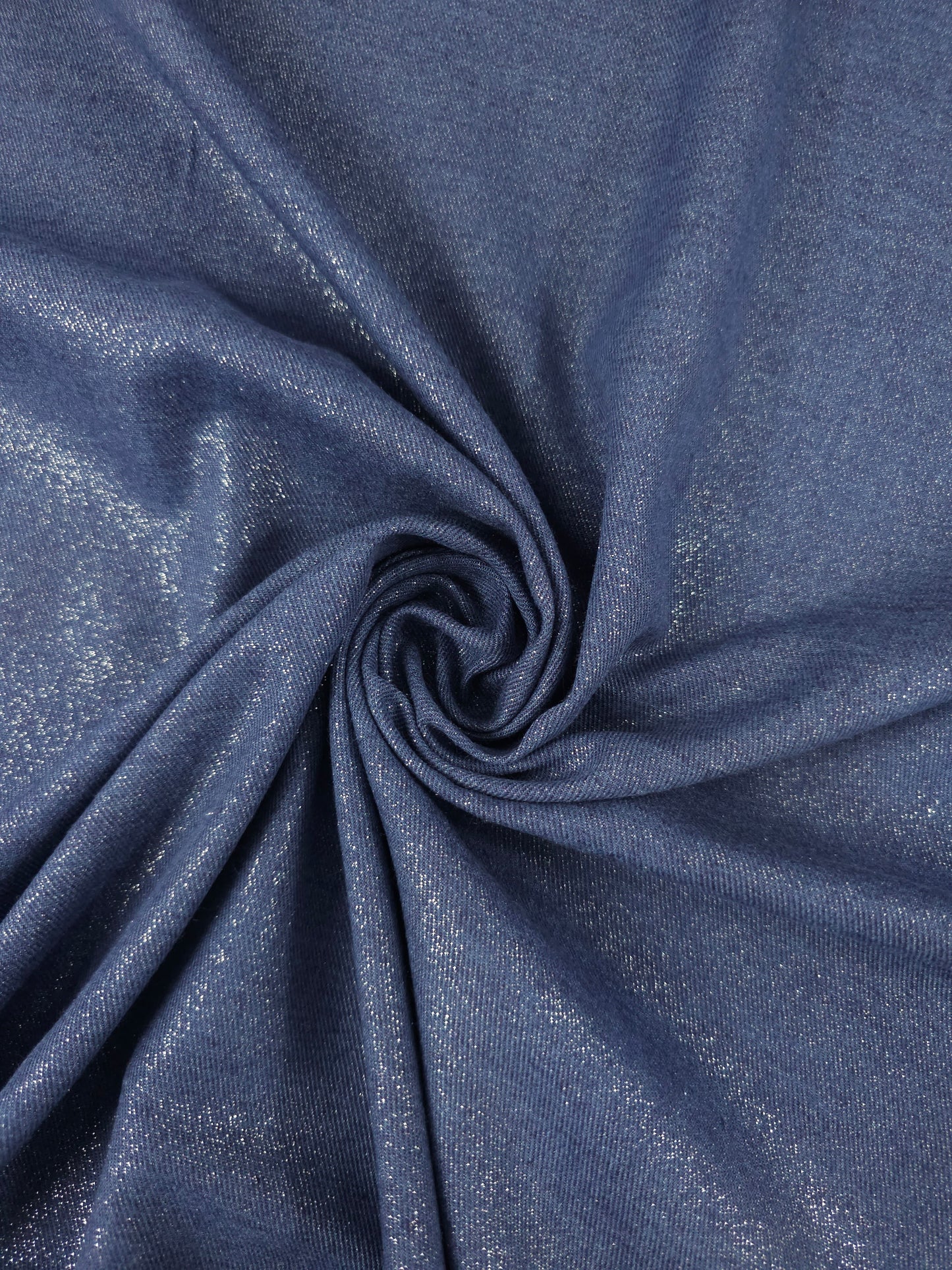 Midnight Blue Shimmer Cotton Linen Denim