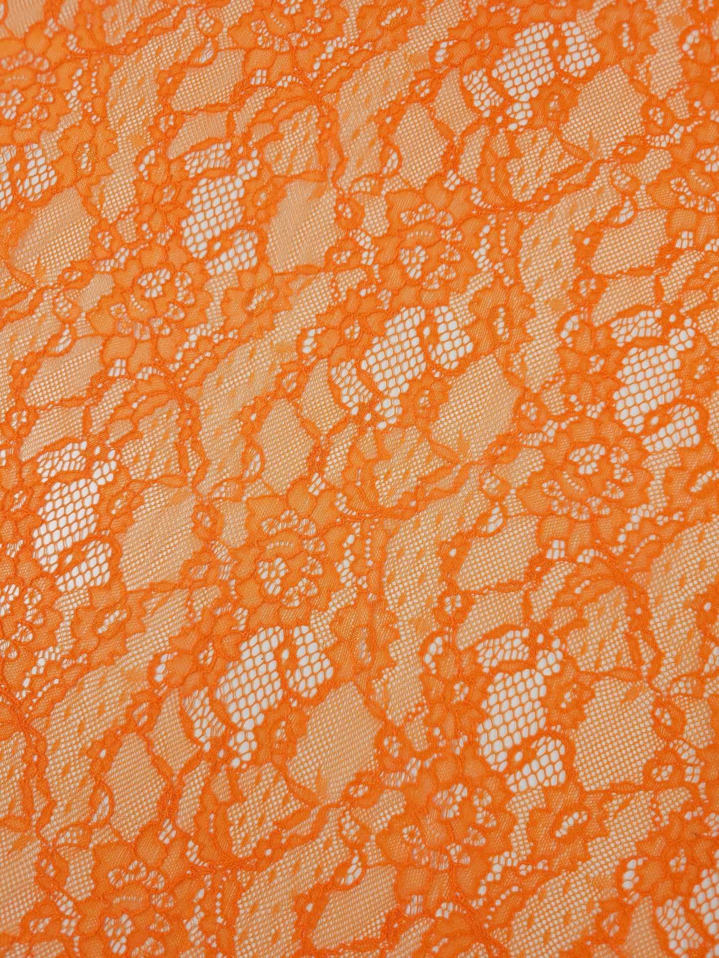 Orange Abstract Floral Mesh Lace