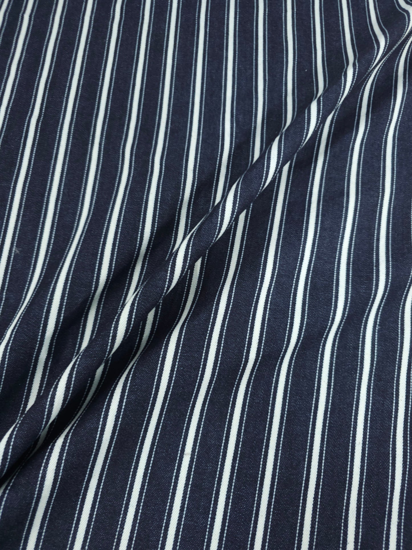 Indigo Navy Retro Stripe Denim