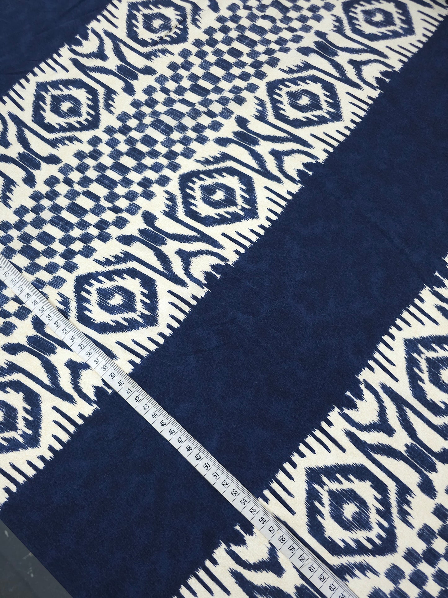 Navy Washed Retro Panel Stripe Viscose Crepe