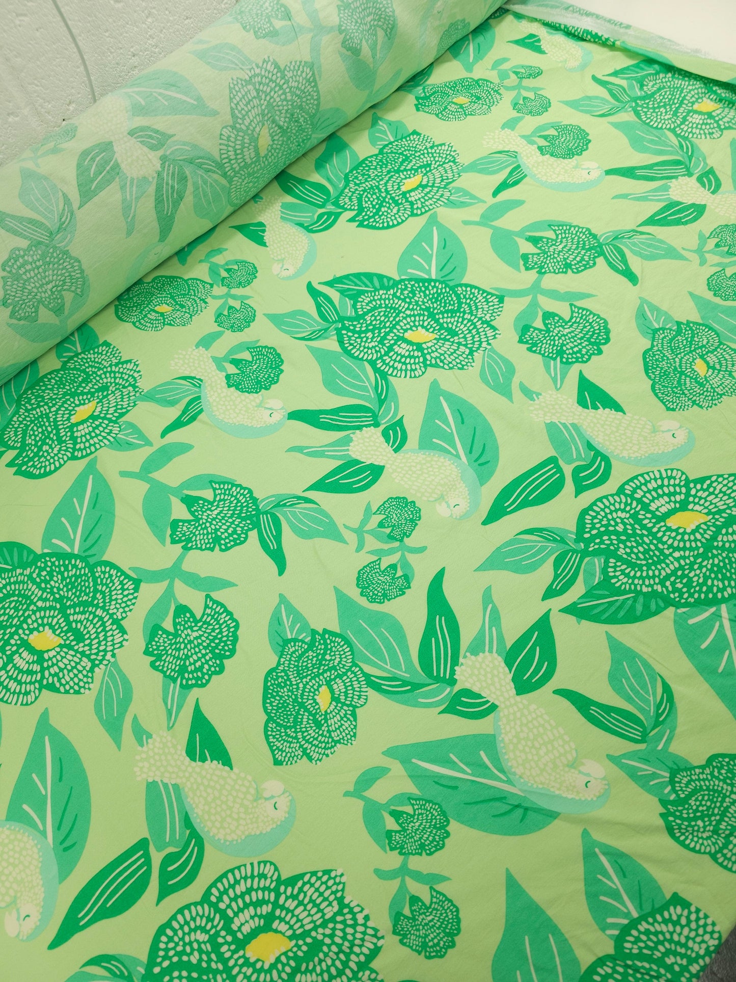 Lime/Green Parrot Floral Modal Viscose