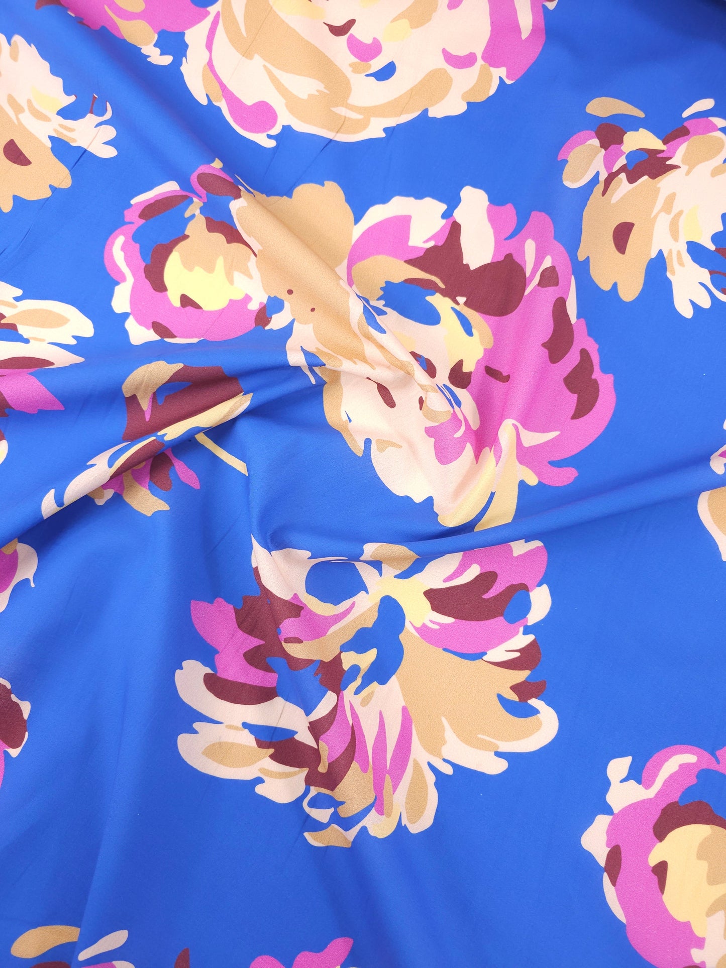 Blue Large Floral Lightweight Cotton