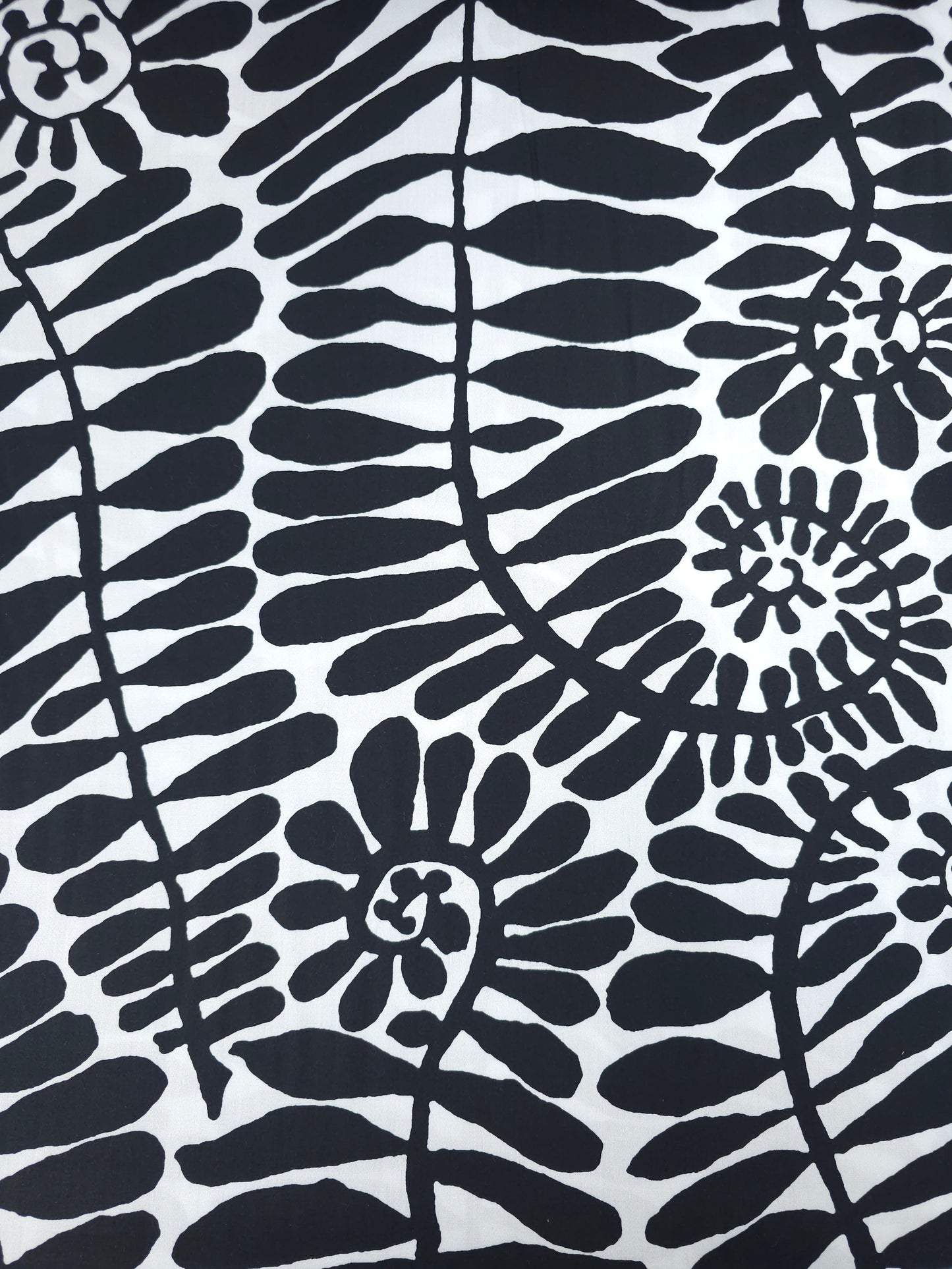 Black/White Palm Vine Cotton Sateen - Kaffe Fassett 106" *EXTRA WIDE*