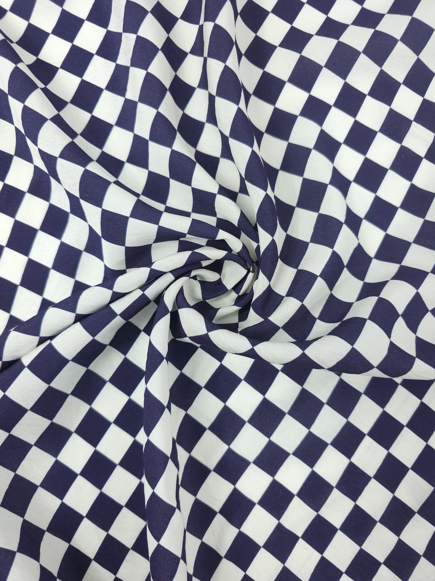 Dark Purple/Ivory Checkerboard Modal Viscose