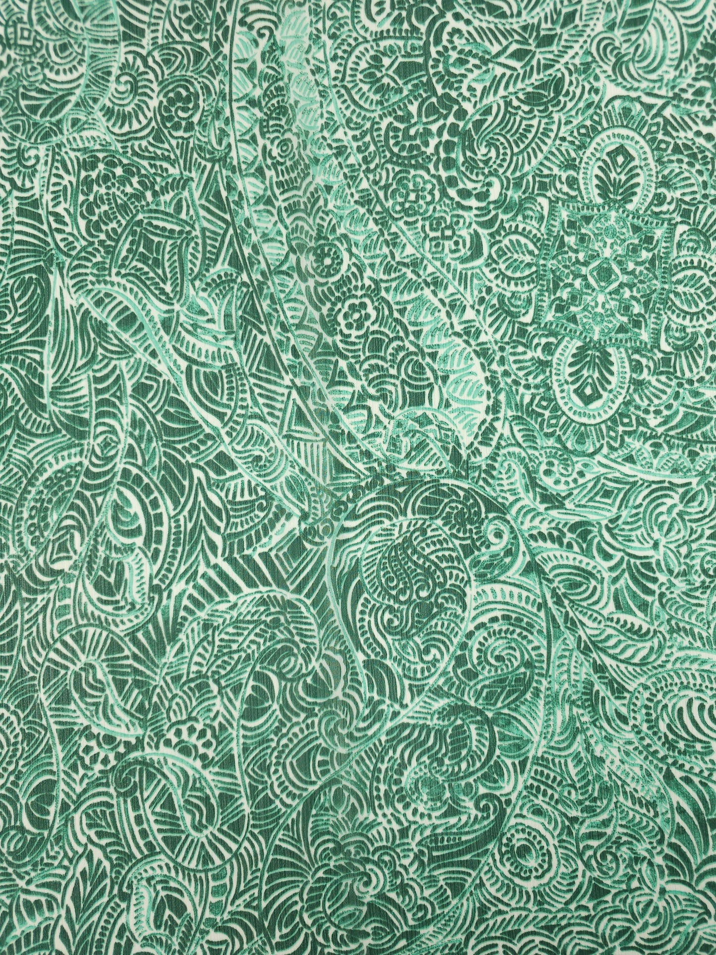 Green Paisley Crinkle Crepe