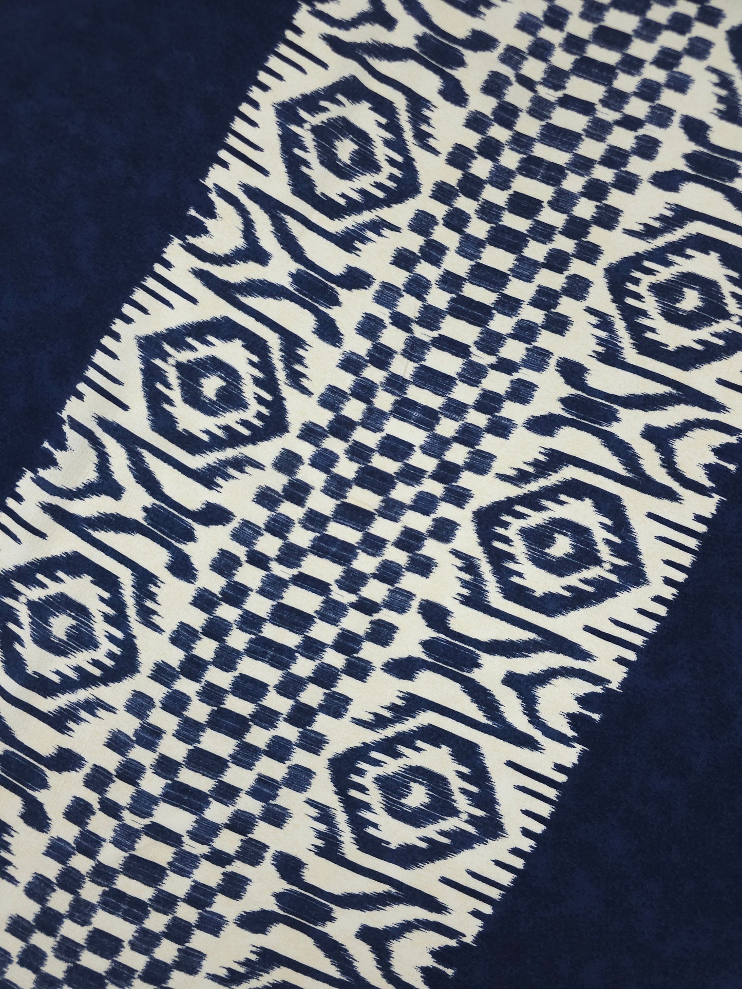 Navy Washed Retro Panel Stripe Viscose Crepe