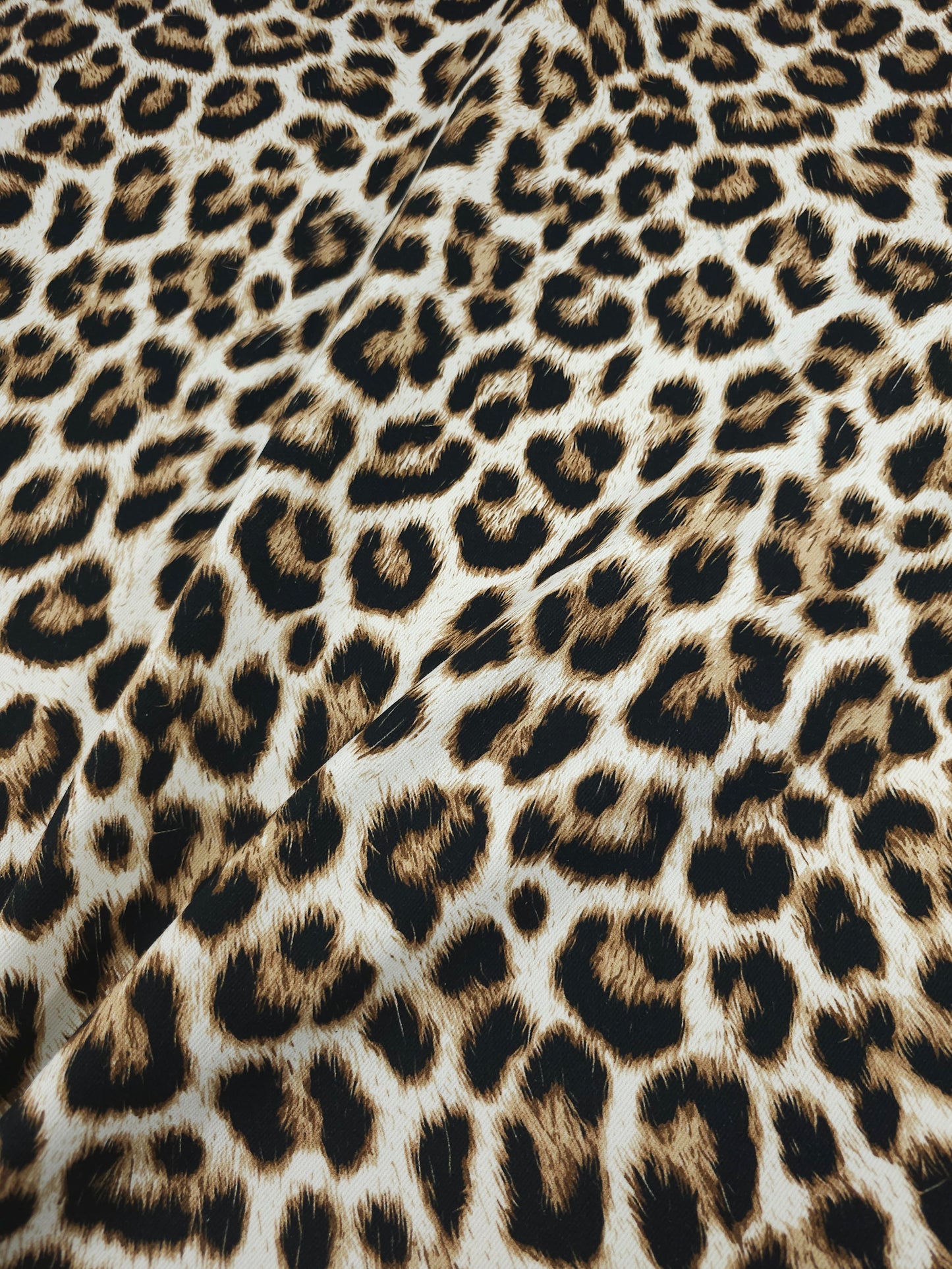 White/Tan Leopard Denim