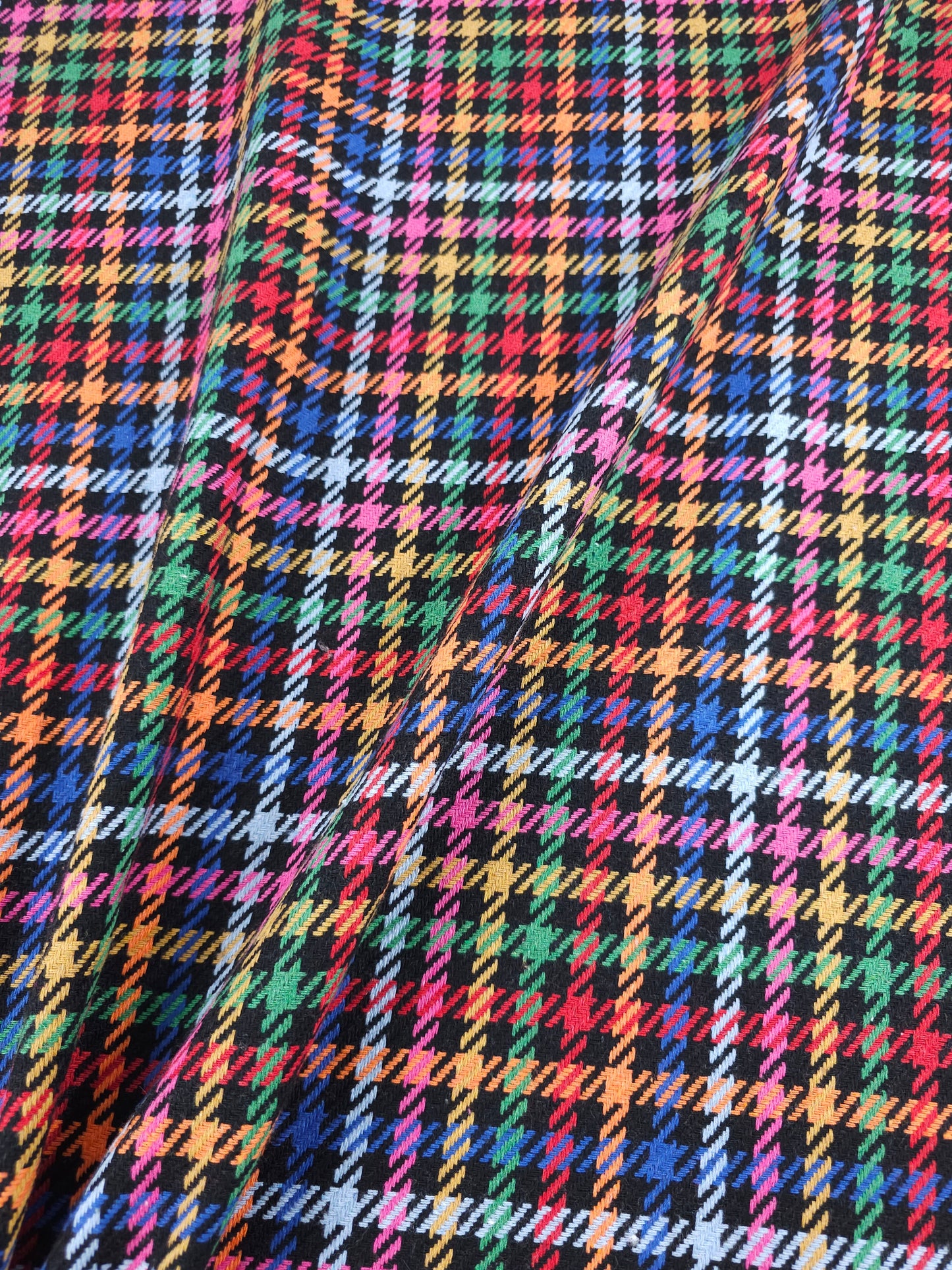 Black Multicolour Tartan Check Boucle