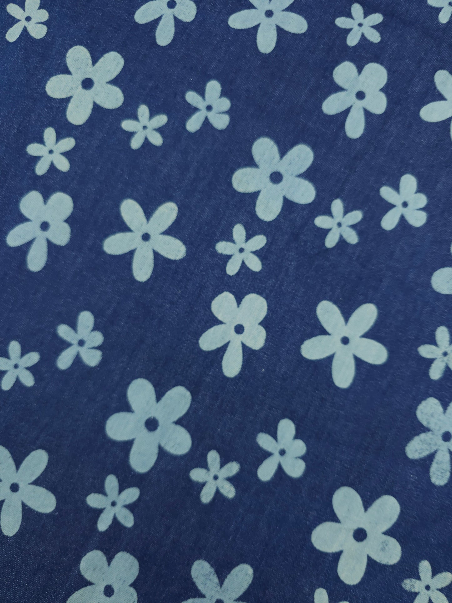 Indigo Navy Quirky Daisy Floral Denim