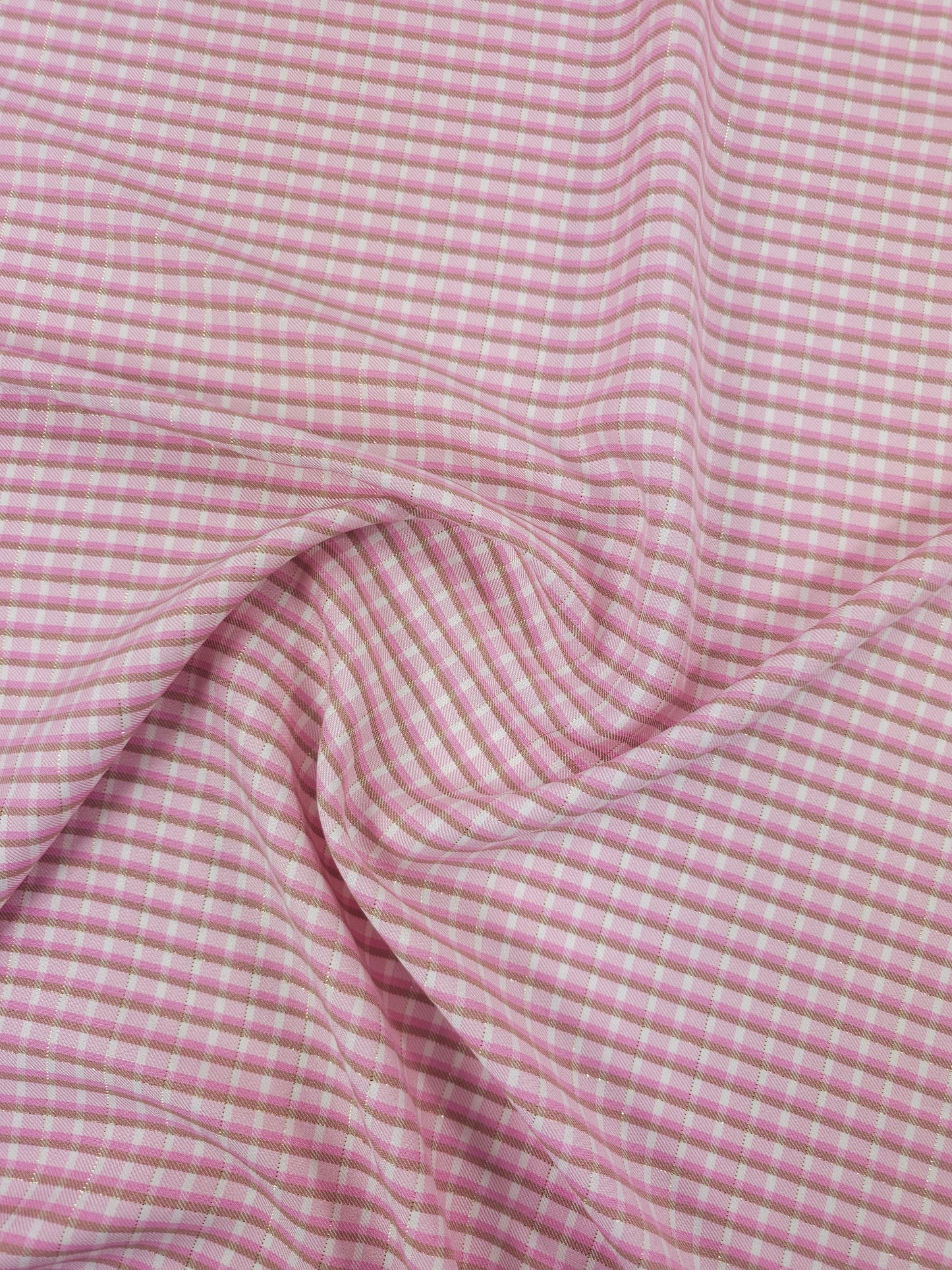Pink/Gold Lurex Mini Gingham Viscose
