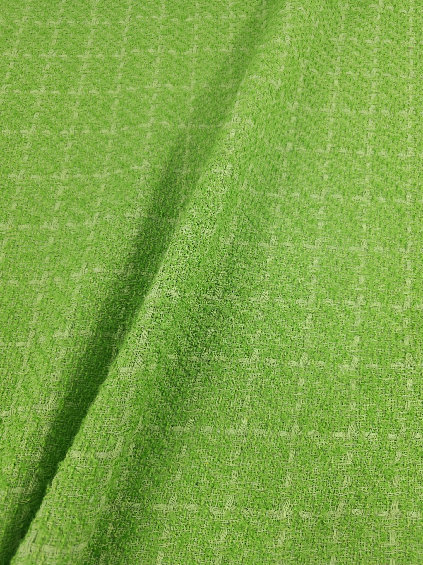 Lime Green Square Check Boucle