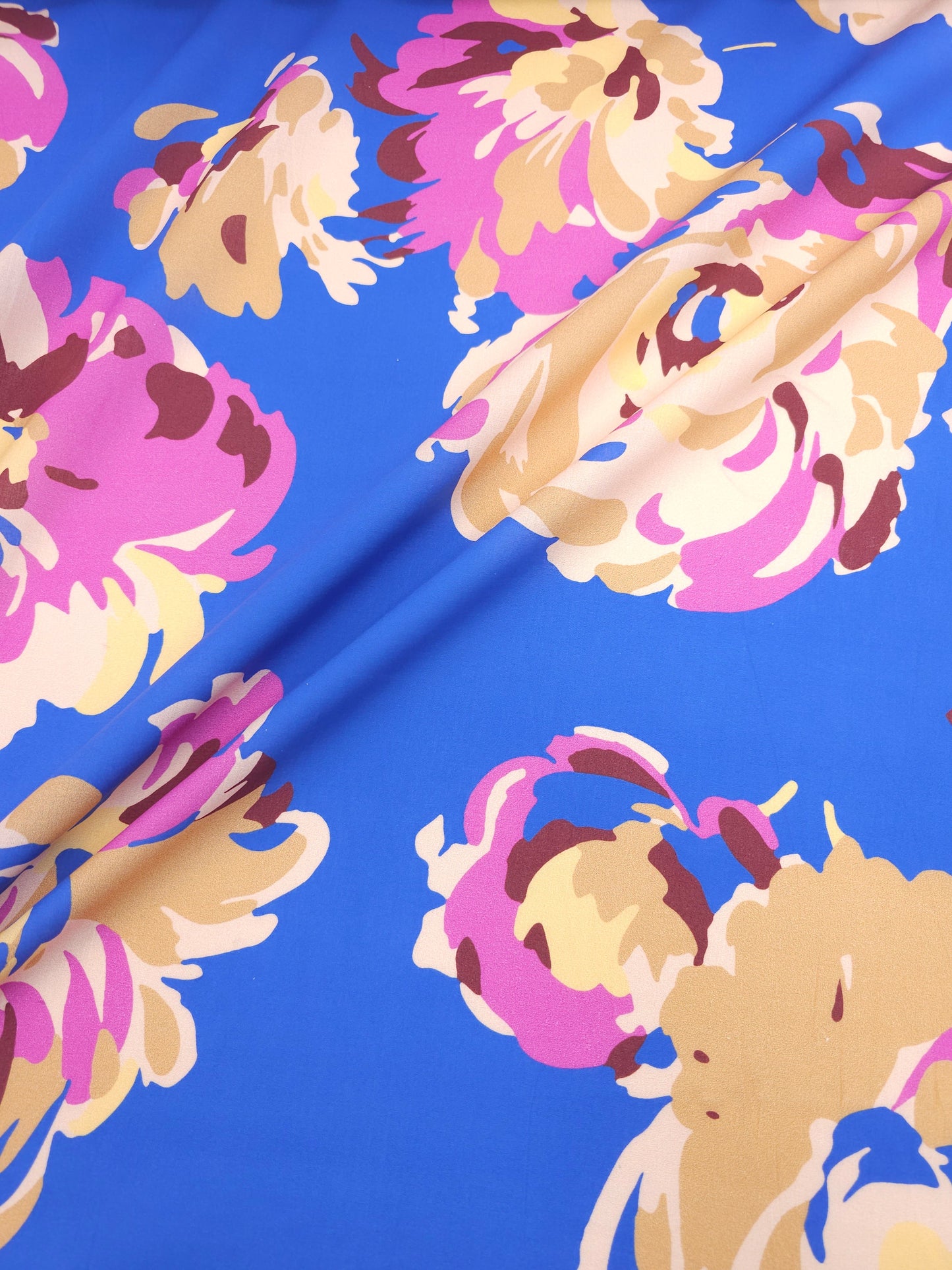 Blue Large Floral Lightweight Cotton