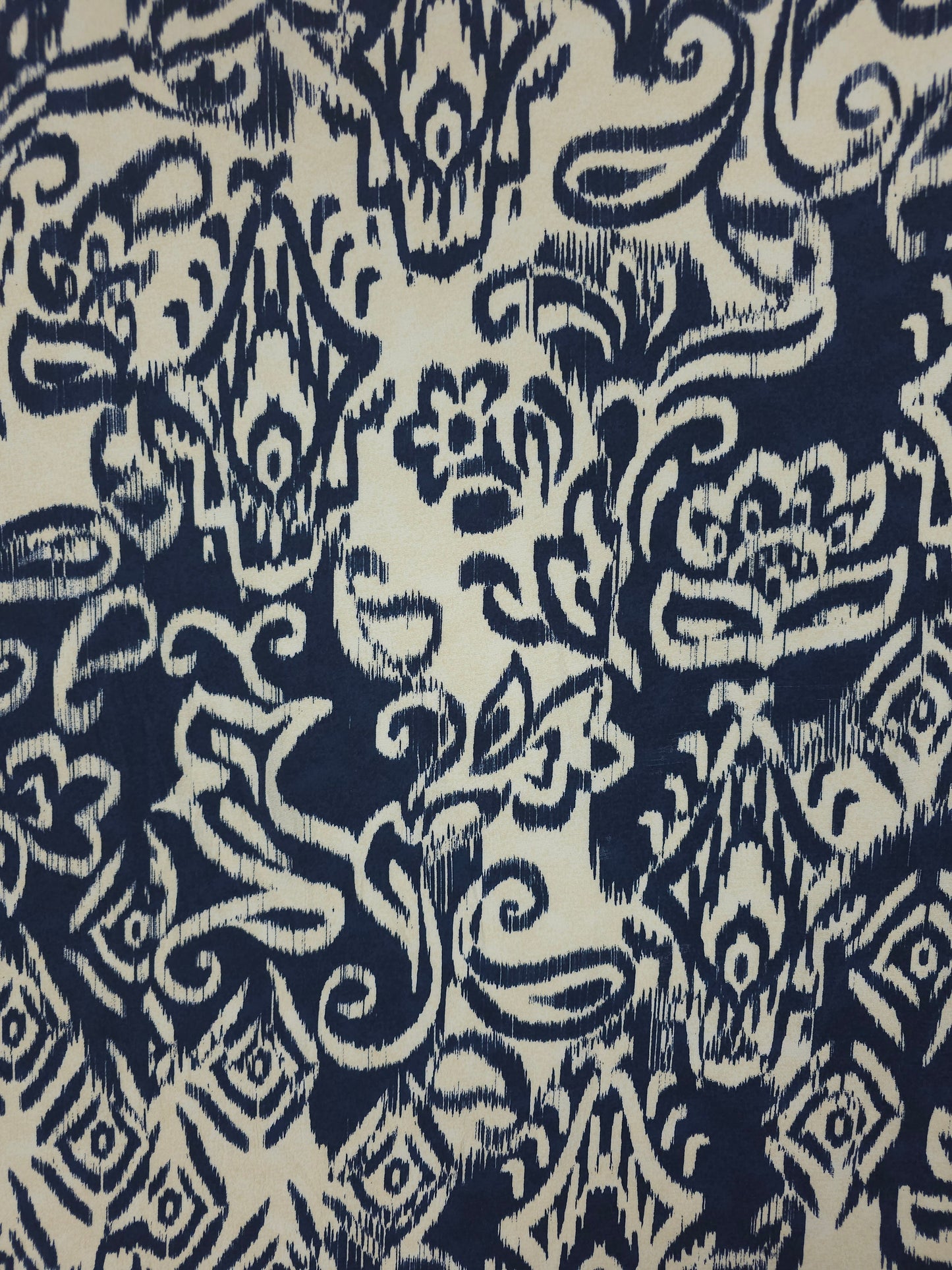 Navy/Ivory Floral Damask Viscose Crepe