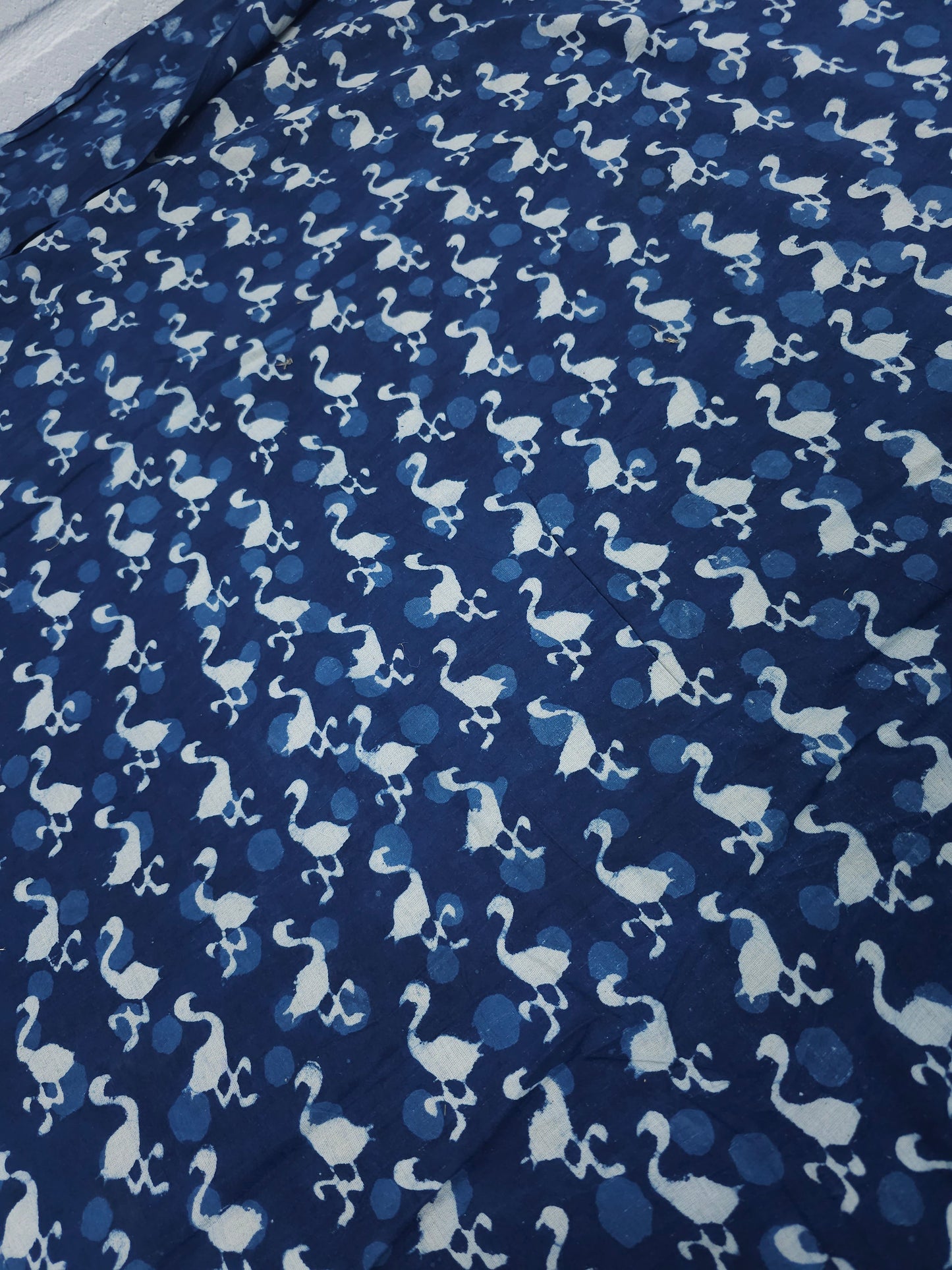 Indigo Navy Flamingo Block Print Cotton